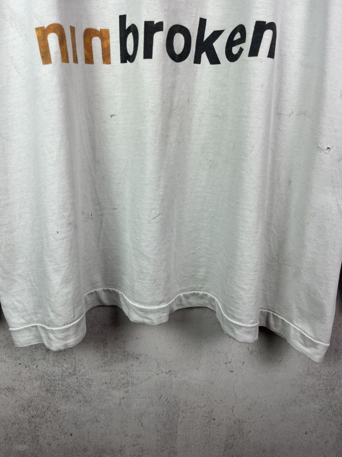 Band Tees Thrashed Vintage 1994 Nine Inch Nails NIN Broken Long-Sleeve Size US XL / EU 56 / 4 - 4 Thumbnail