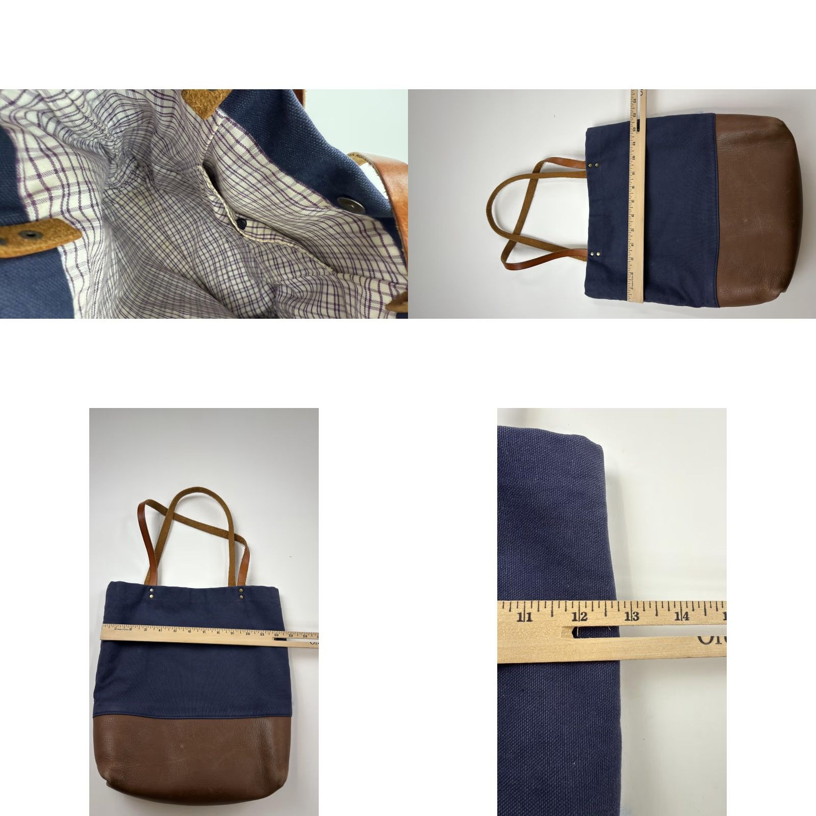 Vintage Umbrella Collective Tote Bag Womens Leather Canvas Large Shoulder Purse Handbag Size ONE SIZE - 8 Thumbnail