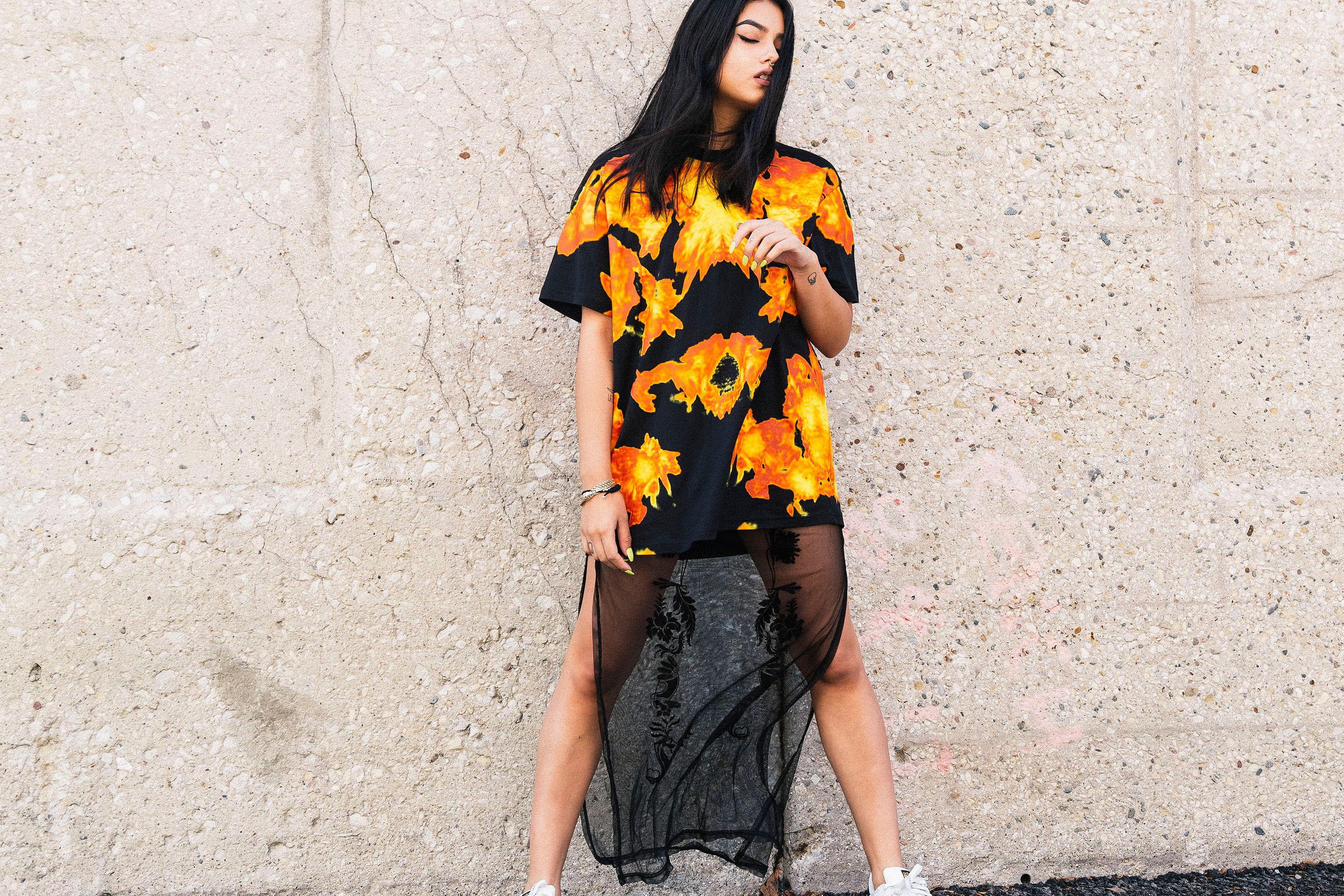 Givenchy Black Abstract Flame Print Oversized T-shirt Size US XXS / EU 40 - 4 Thumbnail