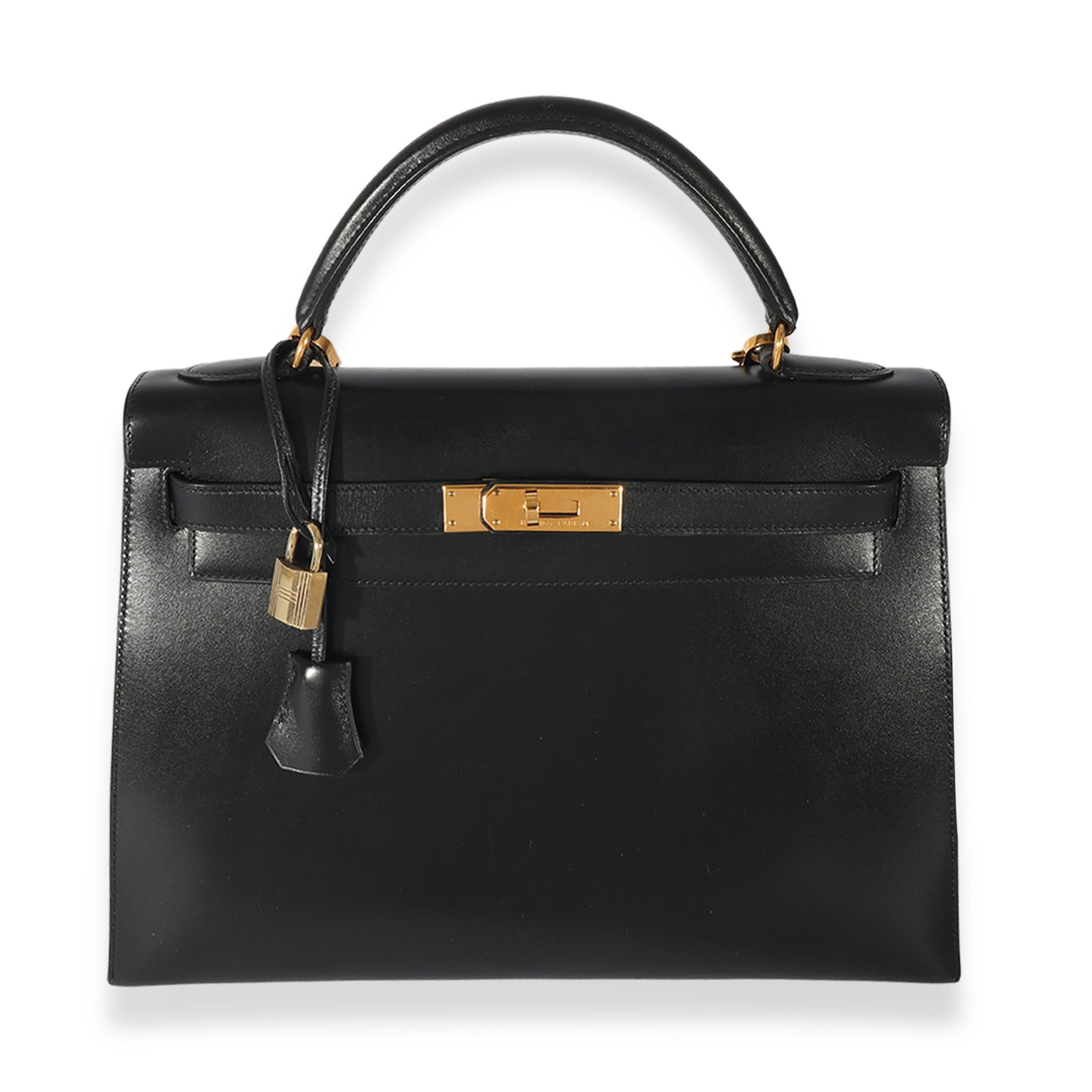 image of Hermes Vintage Black Box Kelly Sellier 32 Ghw, Women's