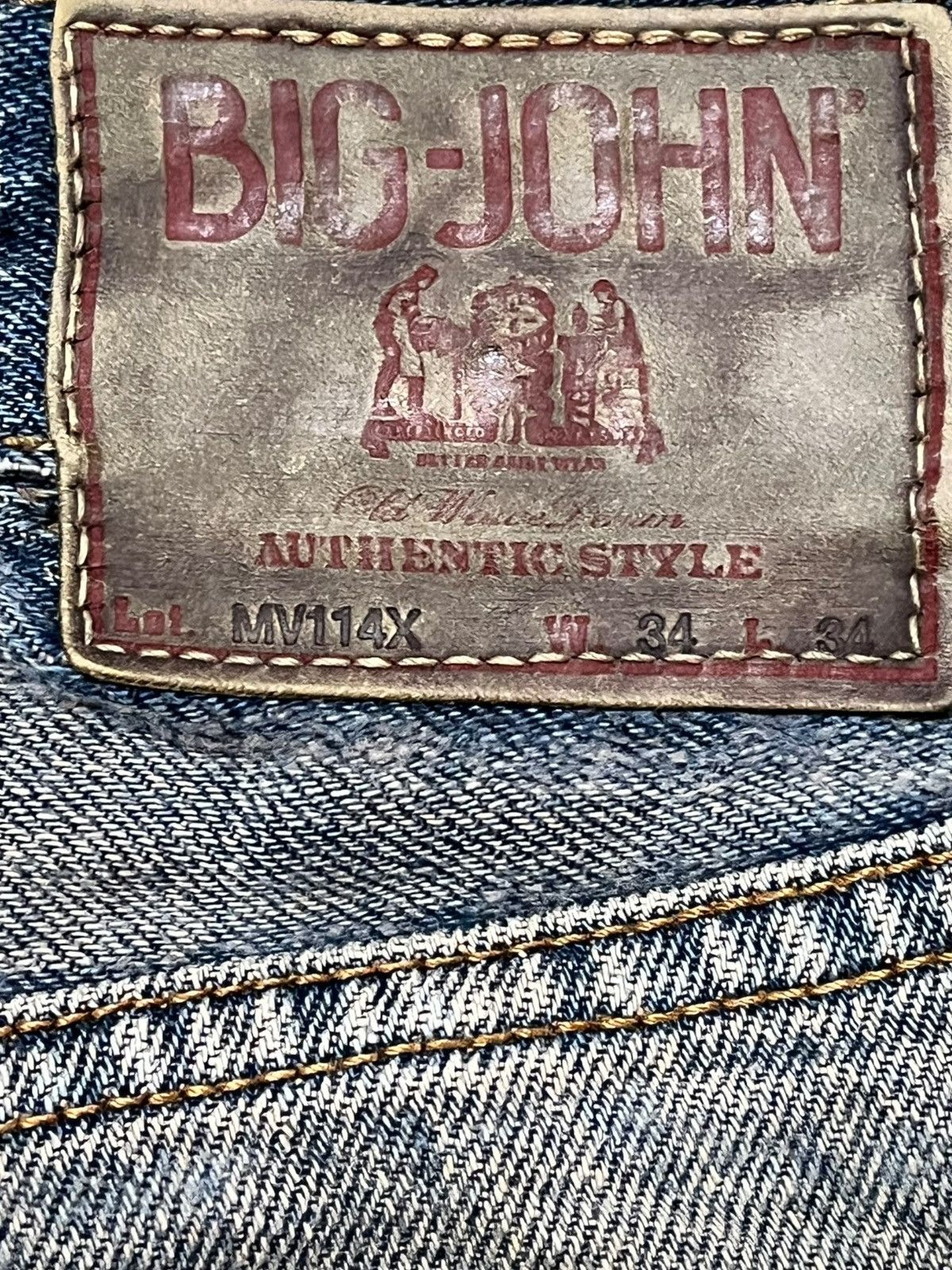 Big John Vintage Big John Baggy Blue Black Distressed Denim Size US 33 - 8 Thumbnail