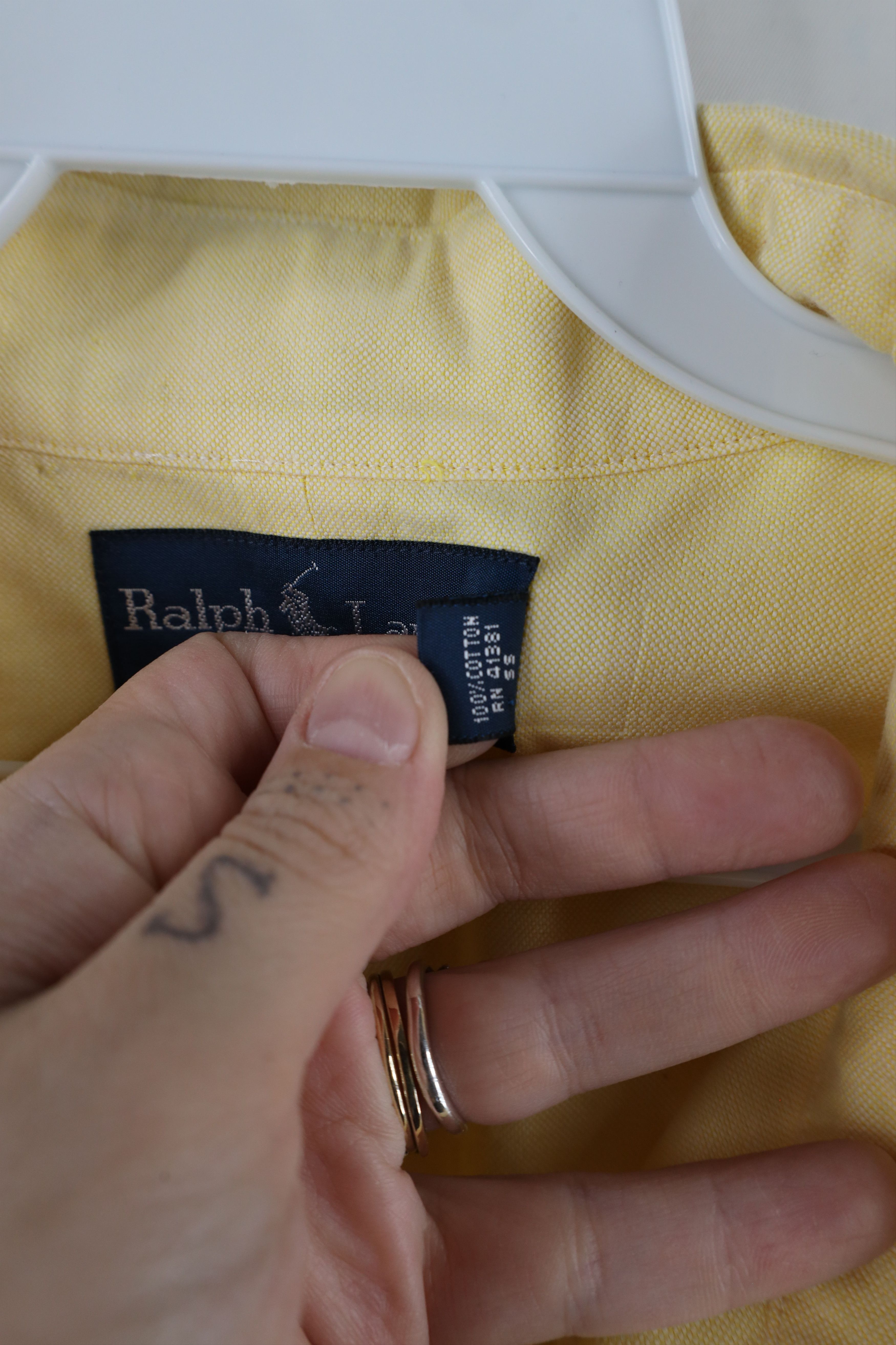 Ralph Lauren × Vintage Vintage 90s Ralph Lauren Oxford Button Down Shirt Yellow Size US L / EU 52-54 / 3 - 6 Thumbnail