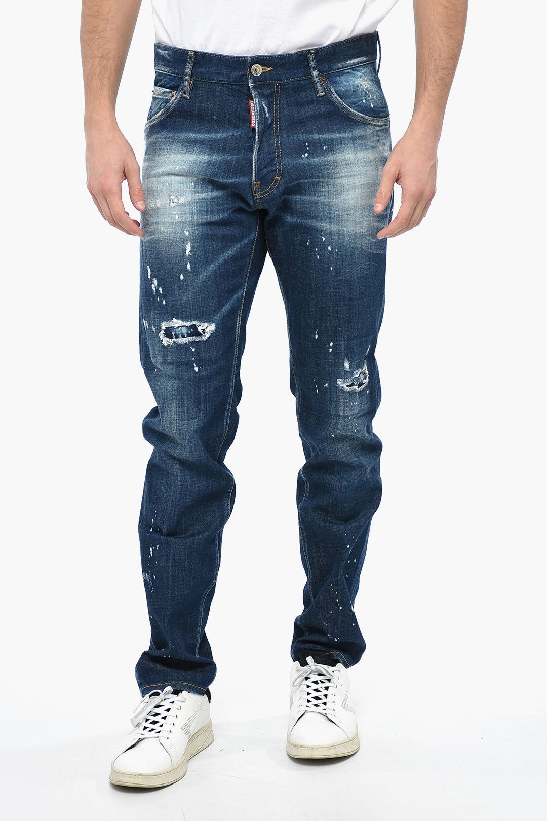 image of Dsquared2 Og1Mm0424 Distressed Cool Guy Denim In Blue, Men's (Size 28)
