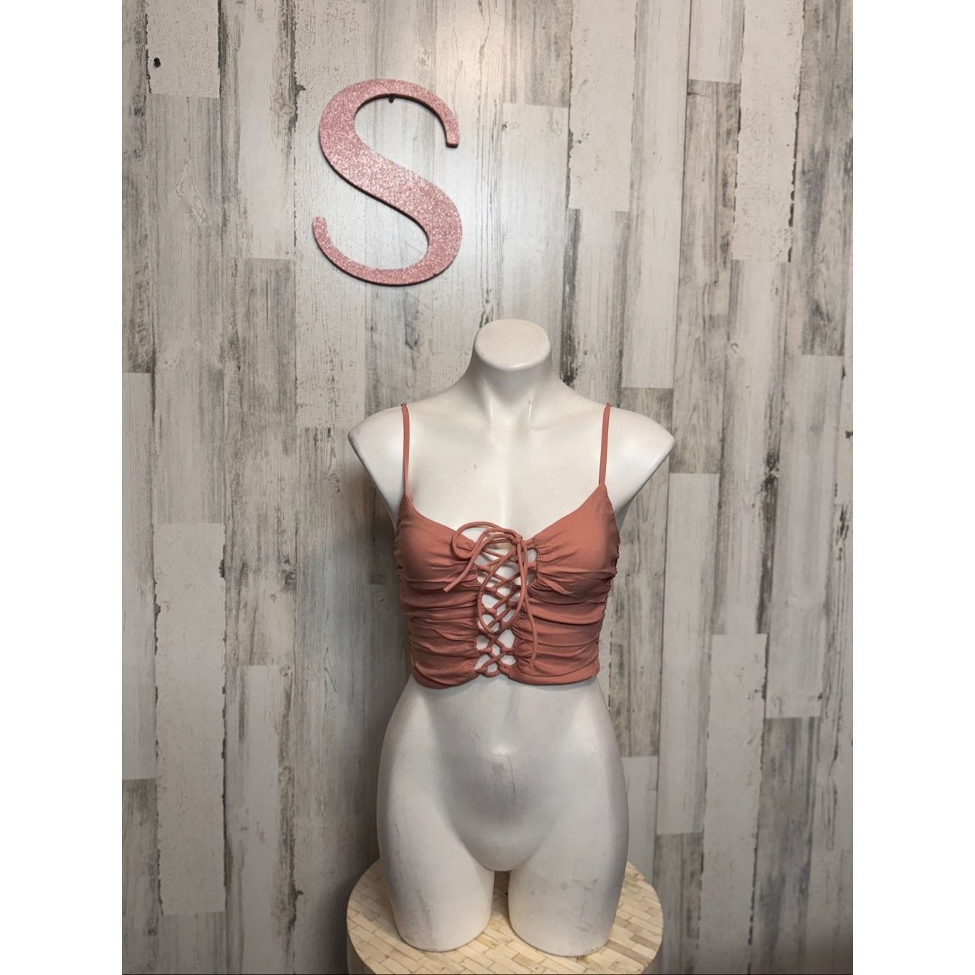 Blush Blue Blush Lace-Up Ruched Crop Top Blush Pink Size Small Size S / US 4 / IT 40 - 1 Thumbnail