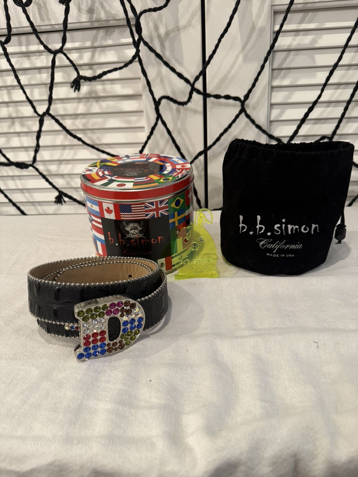B.B. Simon B.B. Simon Black Croc Belt w/ Crystal D Buckle Size 34 - 1 Thumbnail