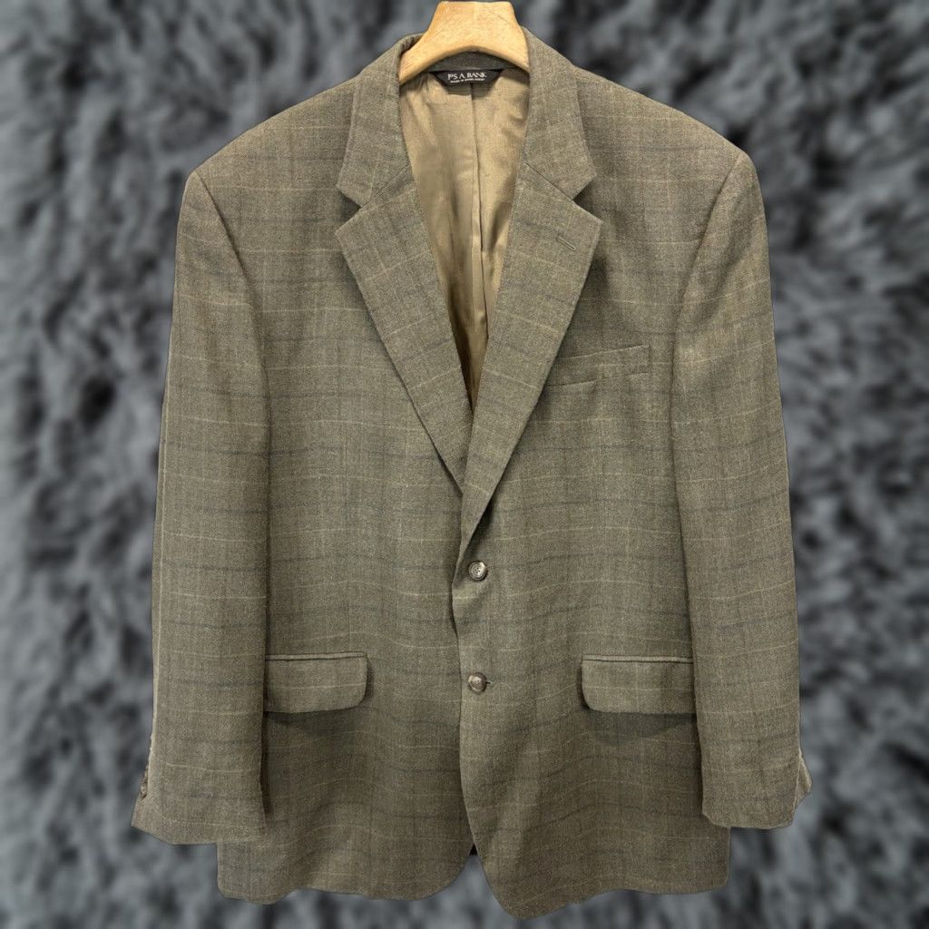 Jos. A. Bank JOS. A. BANK Reserve Sport Coat Blazer Mens Regular 46R Brown Plaid Silk Wool Classic Tailored Size 46R - 1 Thumbnail