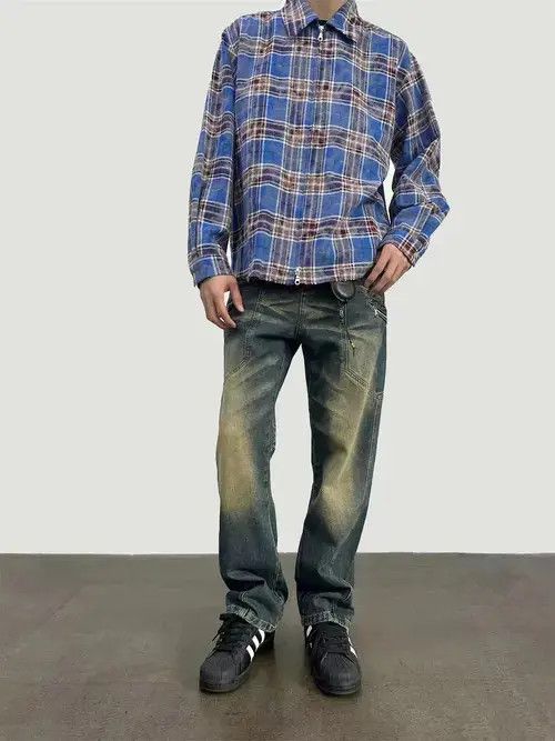 Japanese Brand × Jean Street yellow mud washed loose jeans Size US 32 / EU 48 - 1 Thumbnail
