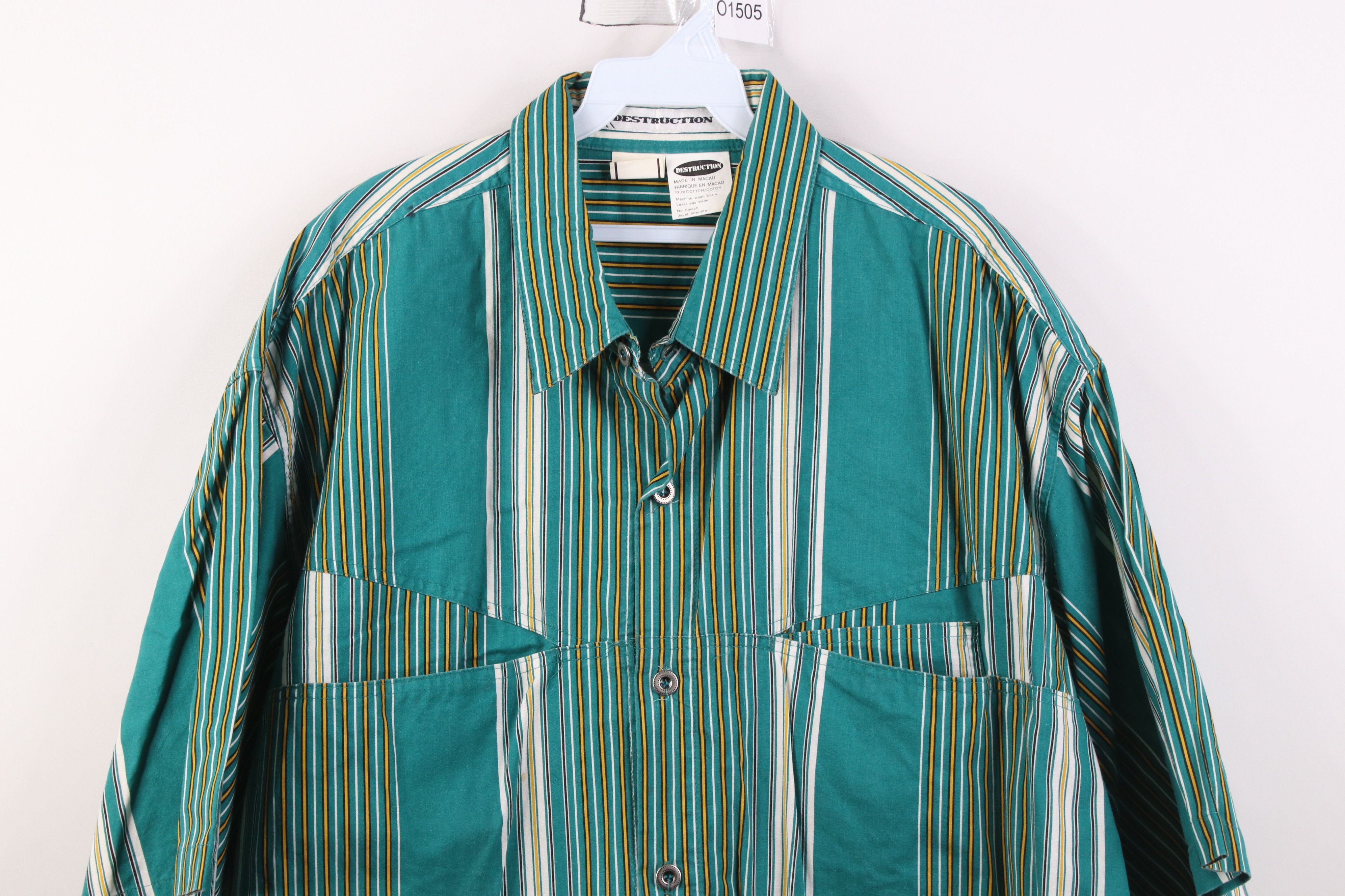 Vintage Vintage 90s Streetwear Striped Short Sleeve Button Shirt Size US XXL / EU 58 / 5 - 2 Thumbnail