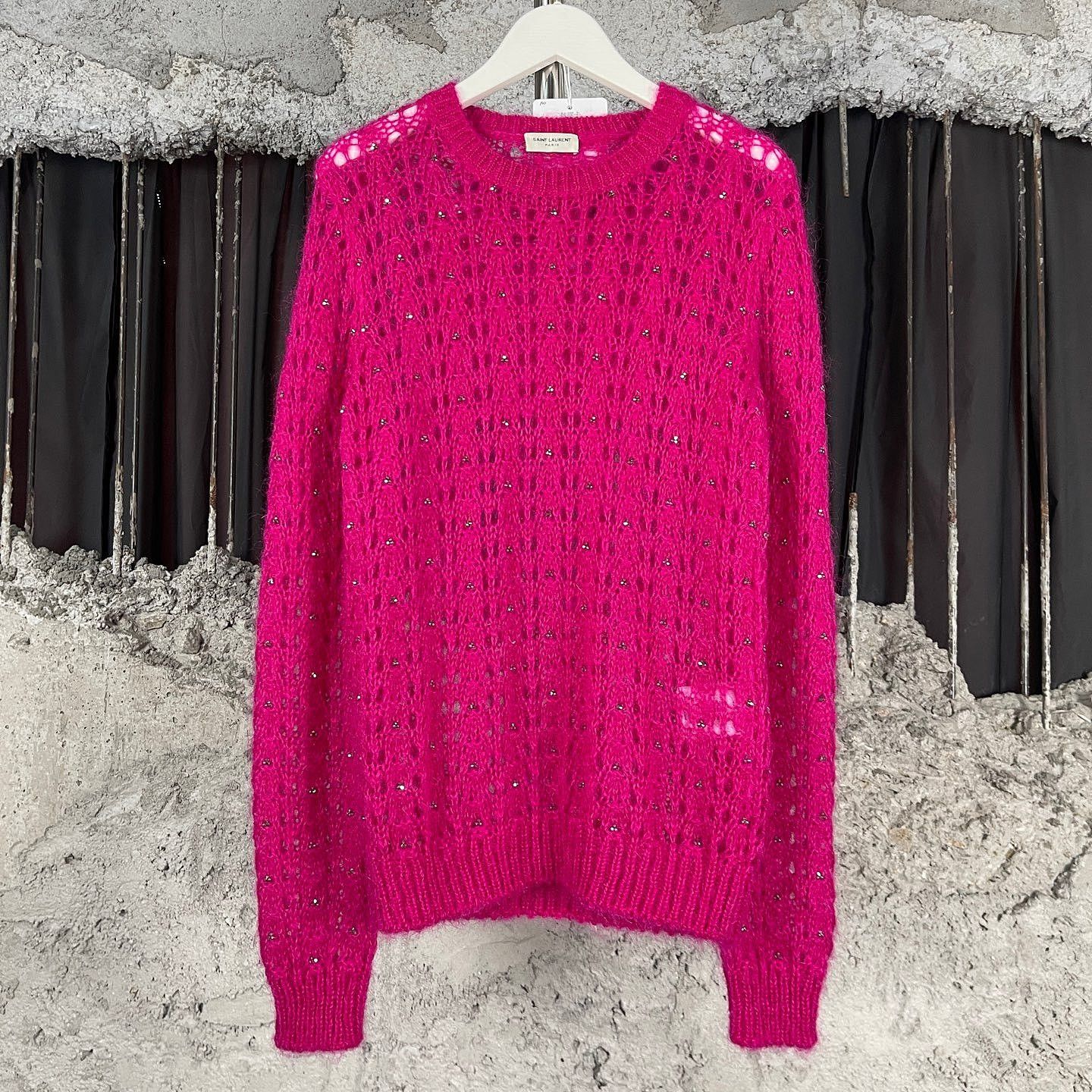 Saint Laurent Paris Saint Laurent Rhinestone Open Knit Sweater Size S Size S / US 4 / IT 40 - 1 Thumbnail