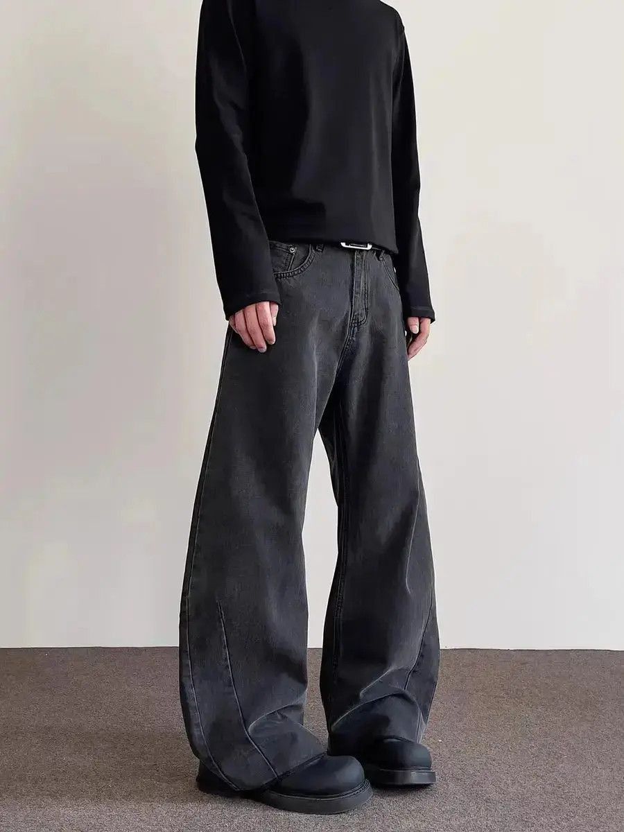 Japanese Brand High Street Aged Black And Grey Micro Flare Jeans Size US 32 / EU 48 - 6 Thumbnail