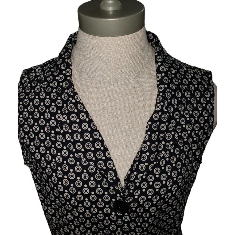 Designer CT507 Mlle Gabrielle Black & White Sleeveless Midi Dress M Size M / US 6-8 / IT 42-44 - 2 Thumbnail