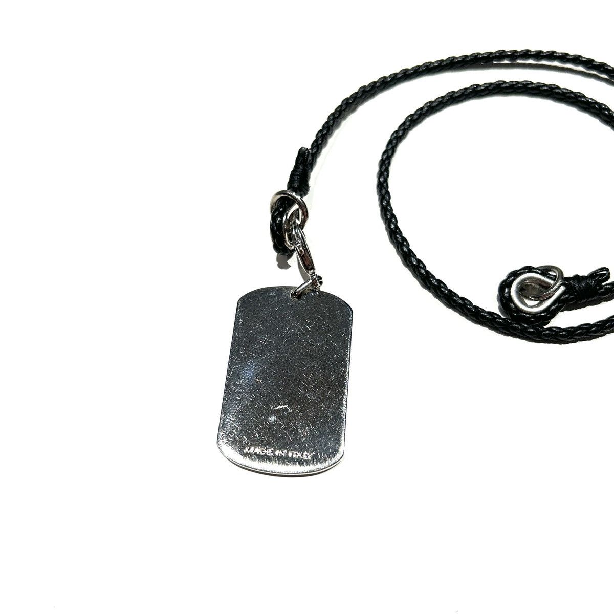 Dolce & Gabbana Dolce & Gabbana Rhinestone Tag Necklace Silver Leather Cord Size ONE SIZE - 3 Thumbnail
