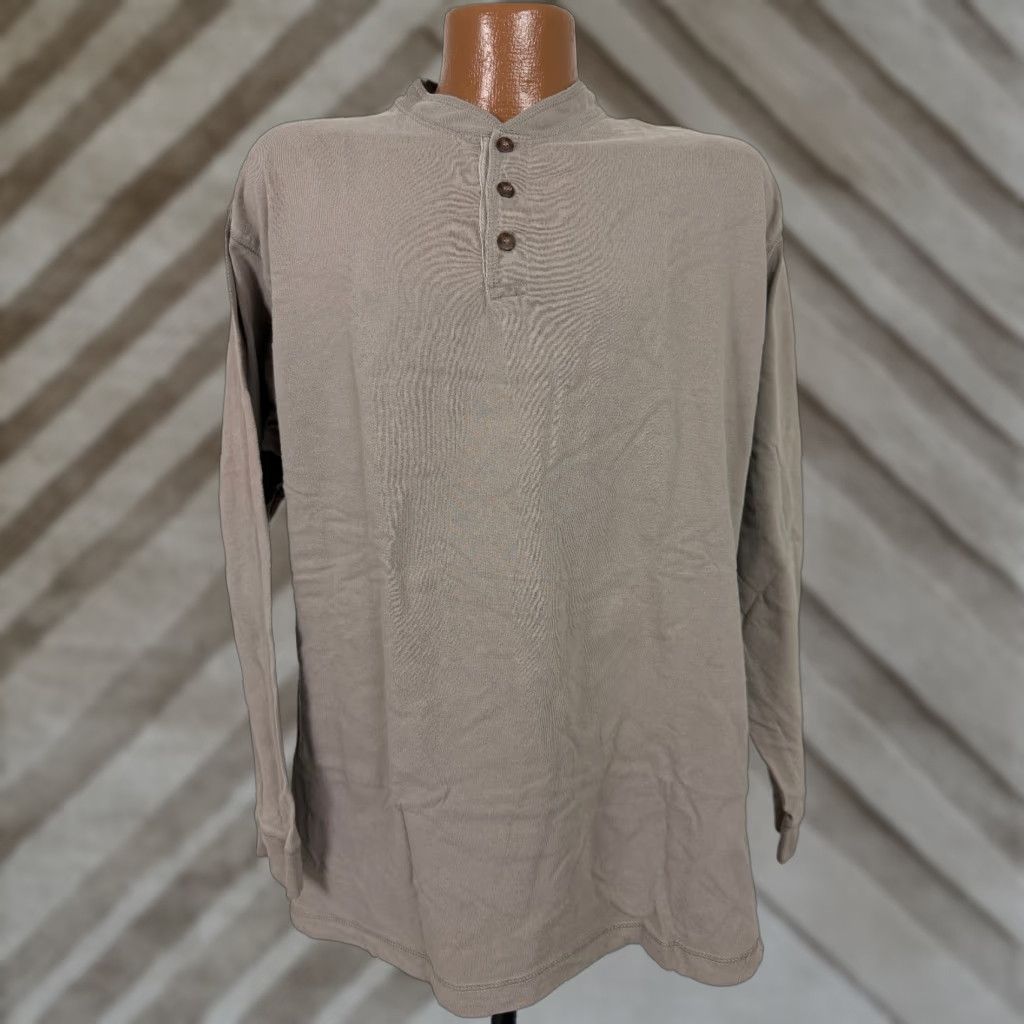 Vintage VINTAGE Outdoor Exchange Shirt Men L Beige Henley Midweight Cotton 90s Grunge Outdoor Mens Size US L / EU 52-54 / 3 - 1 Thumbnail