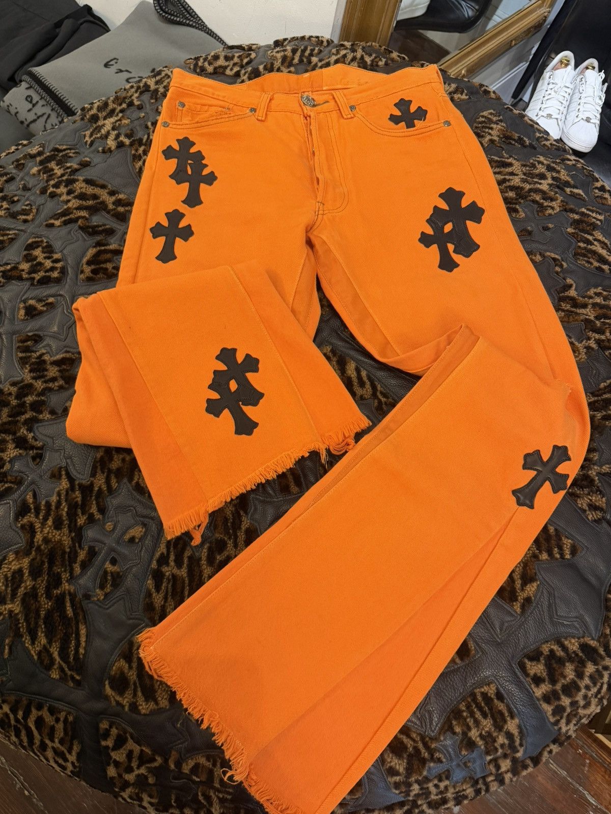 Chrome Hearts Chrome Hearts 2017 Virgil orange Levi Cross patch Jeans Size US 28 / EU 44 - 1 Thumbnail