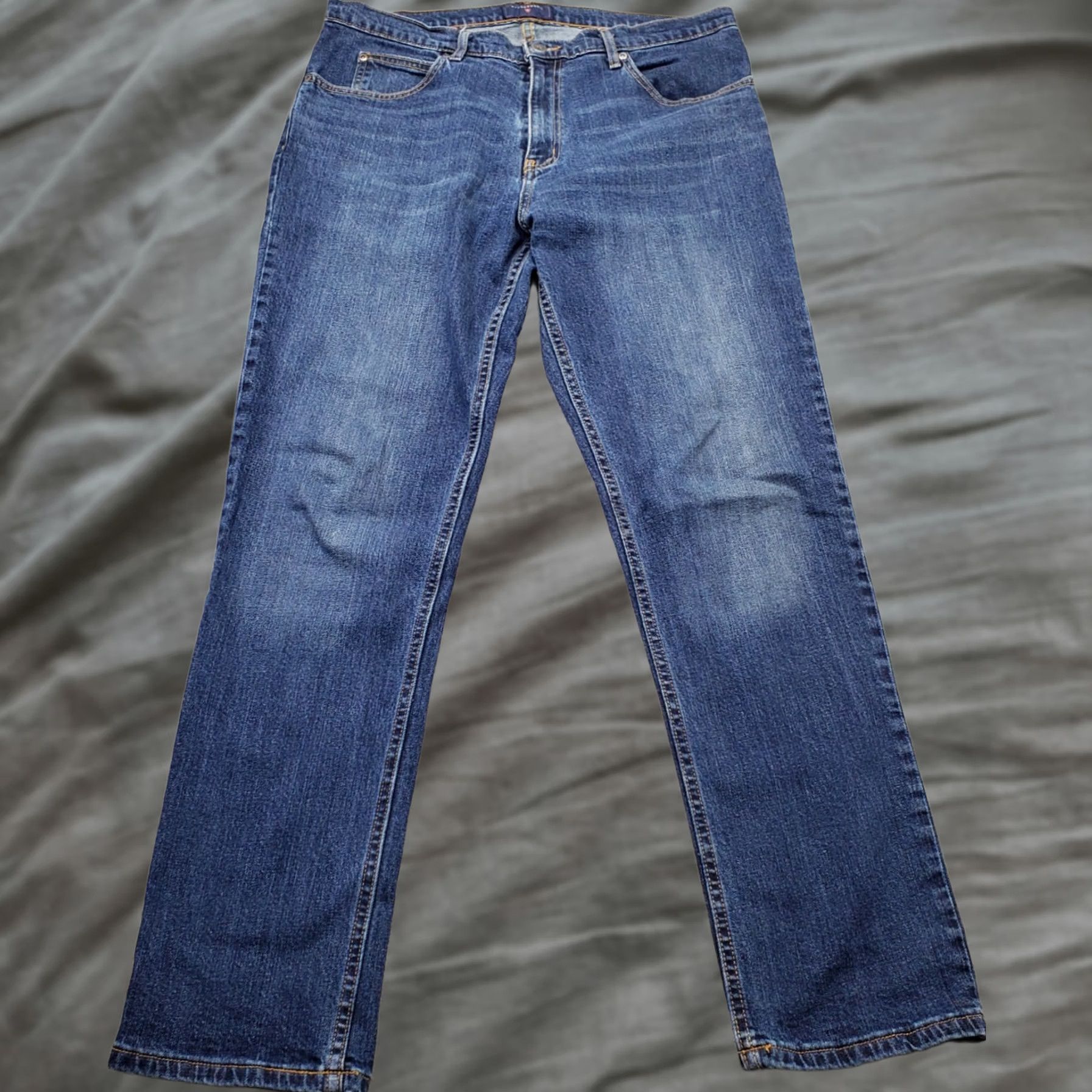 Doublet Saddlebred Mens Jeans 34x32 Blue Denim Straight Leg 5-Pocket Whiskered Double Stitch Vintage Size 34 Mens Size US 34 / EU 50 - 1 Thumbnail