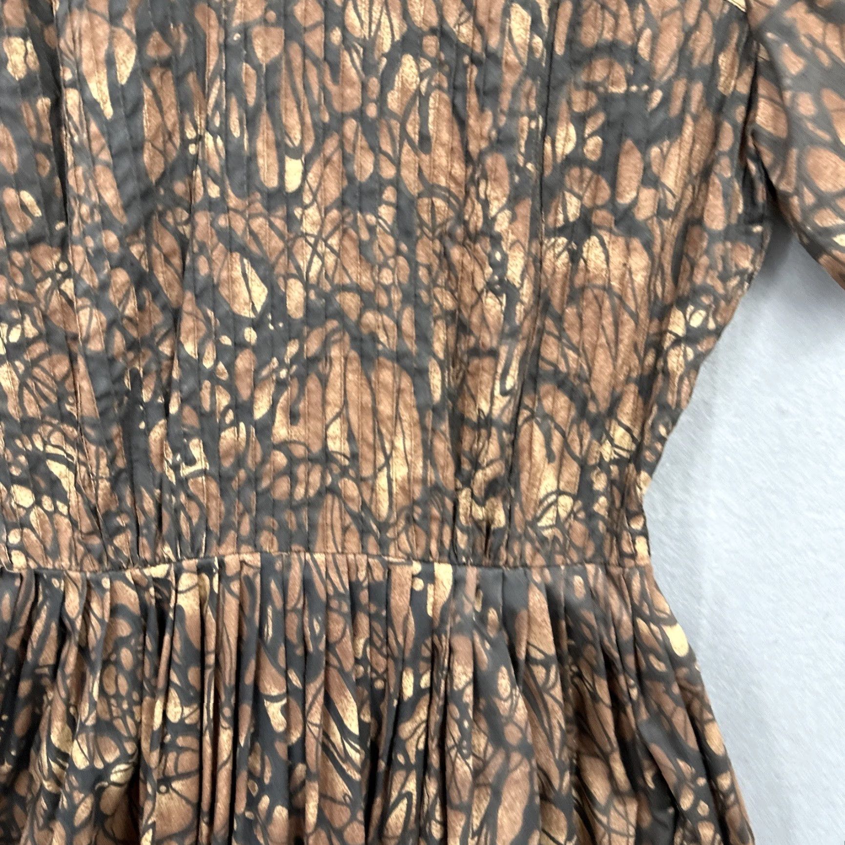Vintage VINTAGE AnR Jr. Brown Tea Dress S Pintuck Fit Flare Cocktail 1950s Retro Art Deco Womens Size S / US 4 / IT 40 - 7 Thumbnail