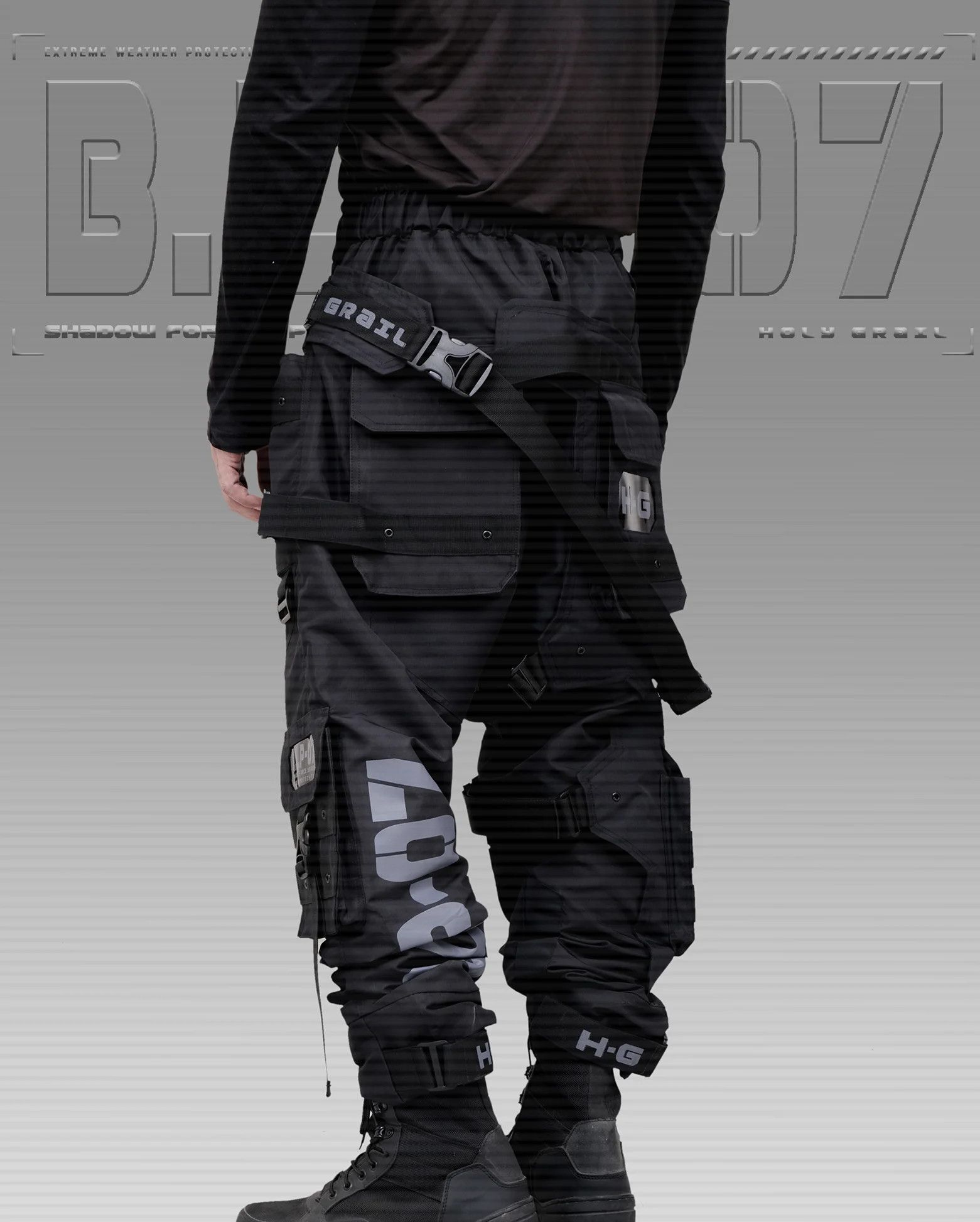 Hi Tec H-G PRO-TECH-TOR "SHADOW FORCE" TECHWEAR CYBERPUNK HOLYGRAIL Size US 34 / EU 50 - 8 Thumbnail