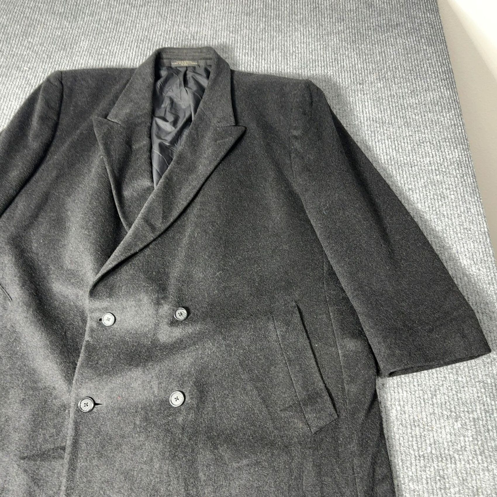 Doublet VINTAGE Petrocelli Wool Cashmere Coat Mens 3XL Black Double Breasted Overcoat Size US XXL / EU 58 / 5 - 2 Thumbnail