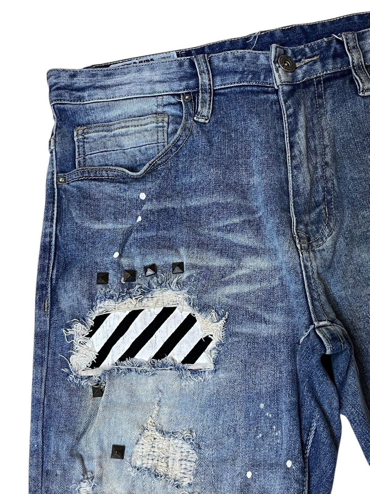 Japanese Brand SICK🔥SMOKE RISE DISTRESSED WITH STUDDED/SPIKE STYLE JEANS Size US 33 - 6 Thumbnail