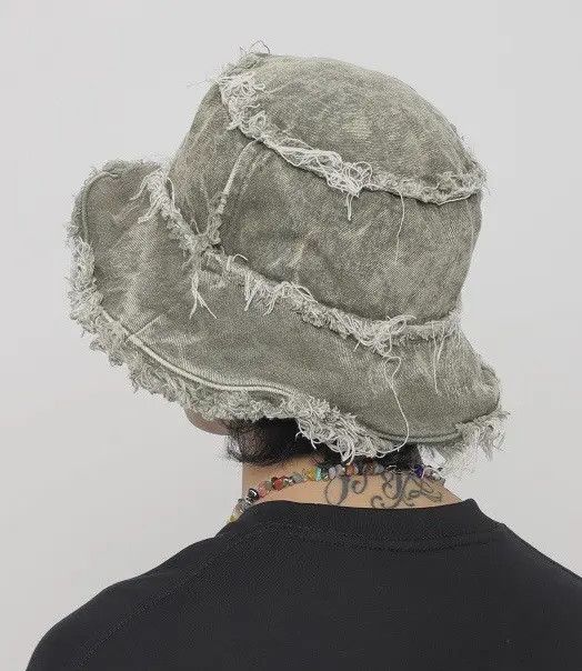 Japanese Brand Avant garde washed reversible distressed raw bucket hat Size ONE SIZE - 1 Thumbnail