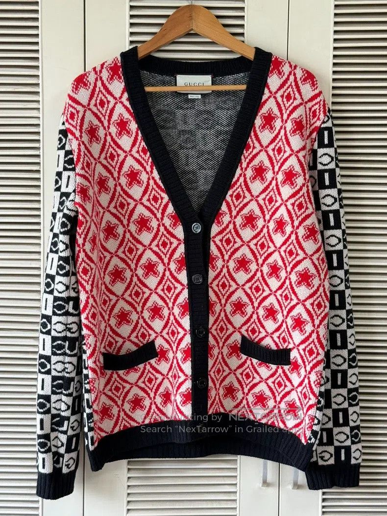 Gucci Gucci Red and white colour-matched diamond-plaid wool card Size L / US 10 / IT 46 - 1 Thumbnail
