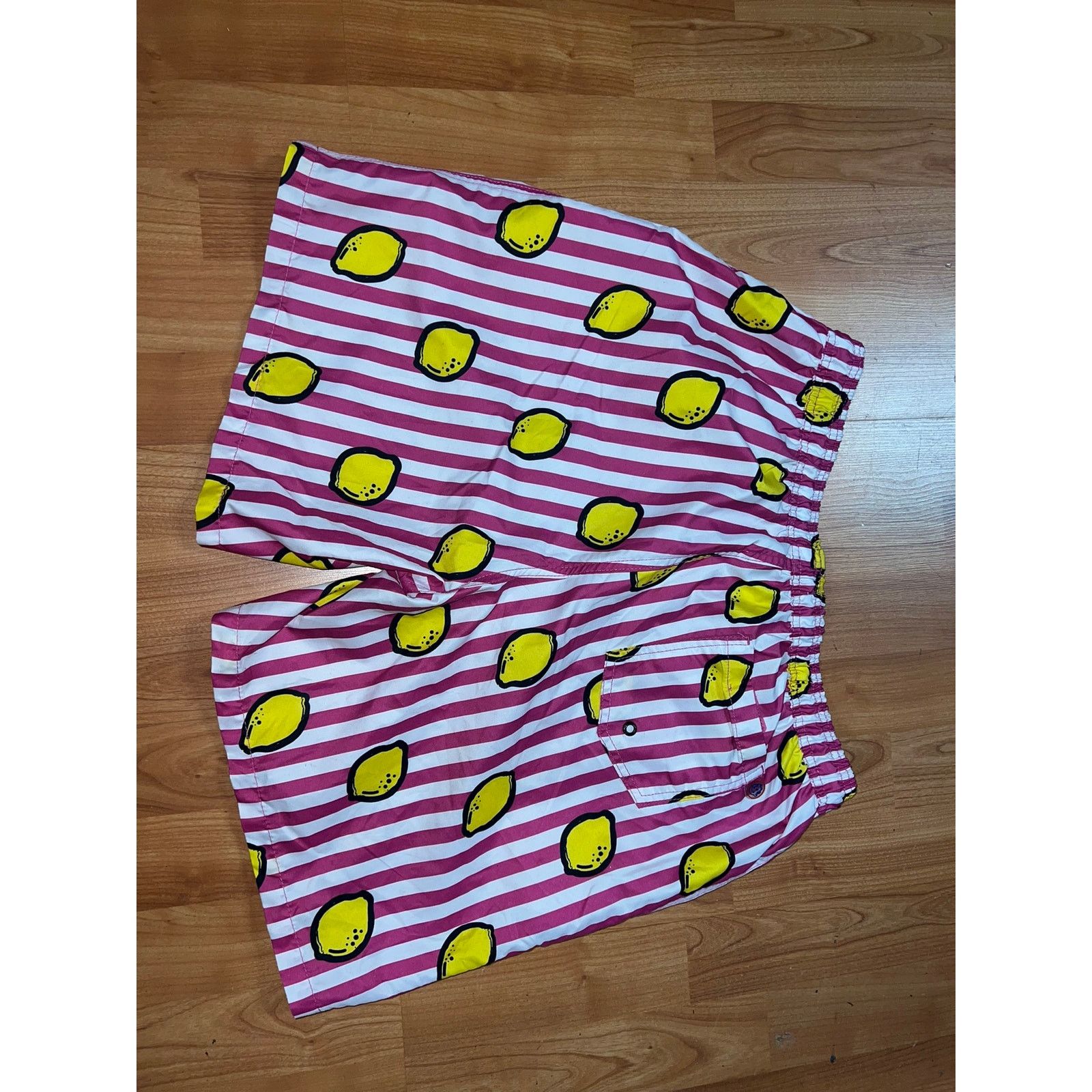 Vintage Mr Swim Lemon Swim Shorts Trunks Lemons Pink Fruit XL Size US 36 / EU 52 - 7 Thumbnail