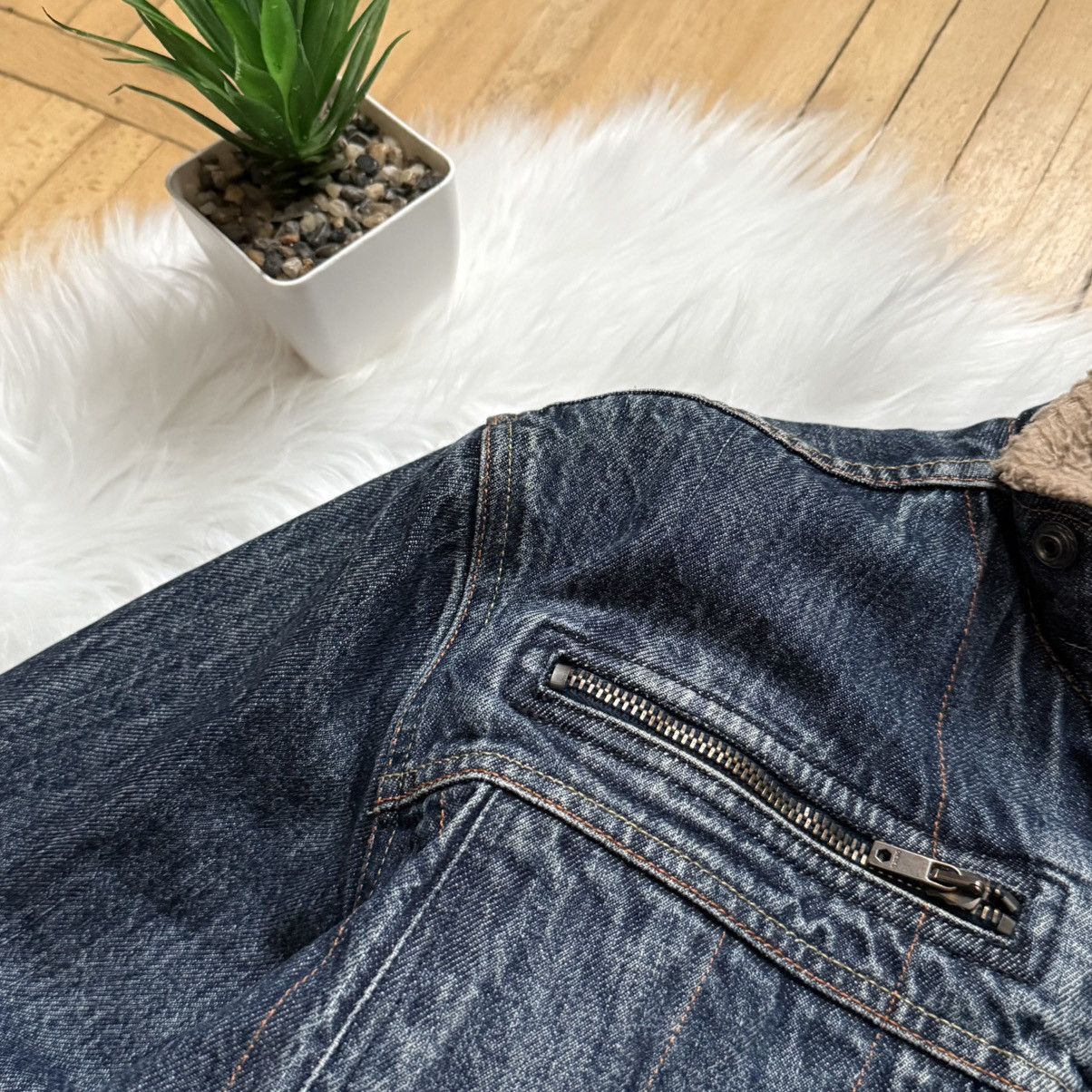 Diesel 📌 Vintage Y2K Diesel Fur Sherpa Denim Jacket Zip Up 00s Size L / US 10 / IT 46 - 7 Thumbnail