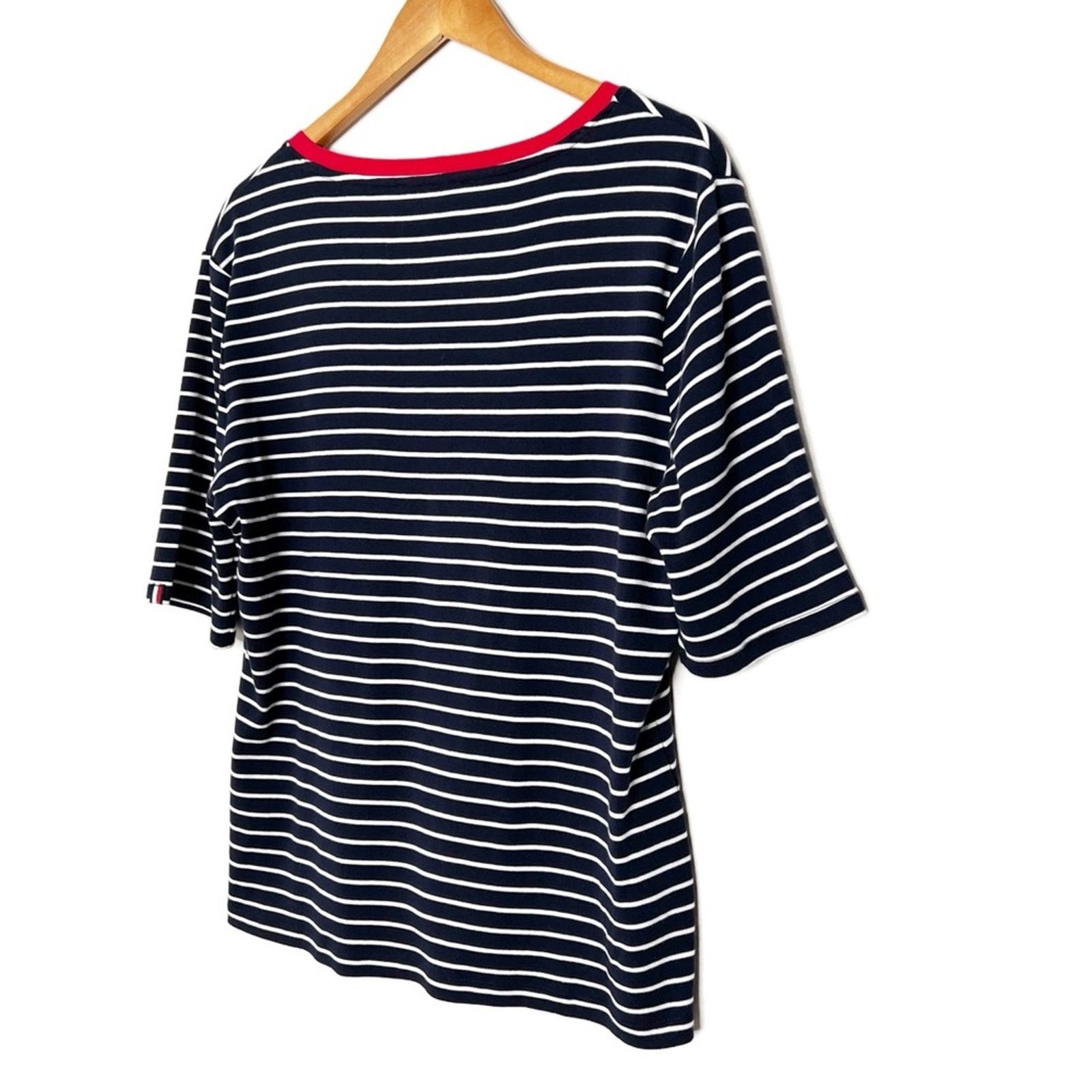 Tommy Hilfiger New with Tag Women's Tommy Hilfiger Navy Striped T-Shirt Size XL / US 12-14 / IT 48-50 - 8 Thumbnail