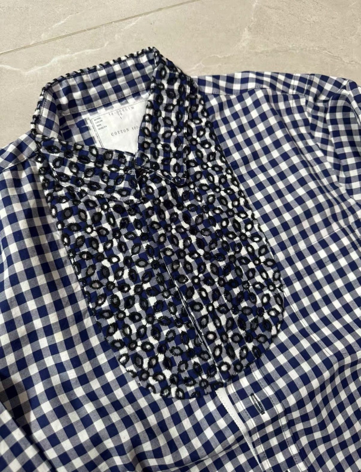 Sacai Sacai Plaid Shirt with Embroidered Collar J34 Size US XS / EU 42 / 0 - 4 Thumbnail