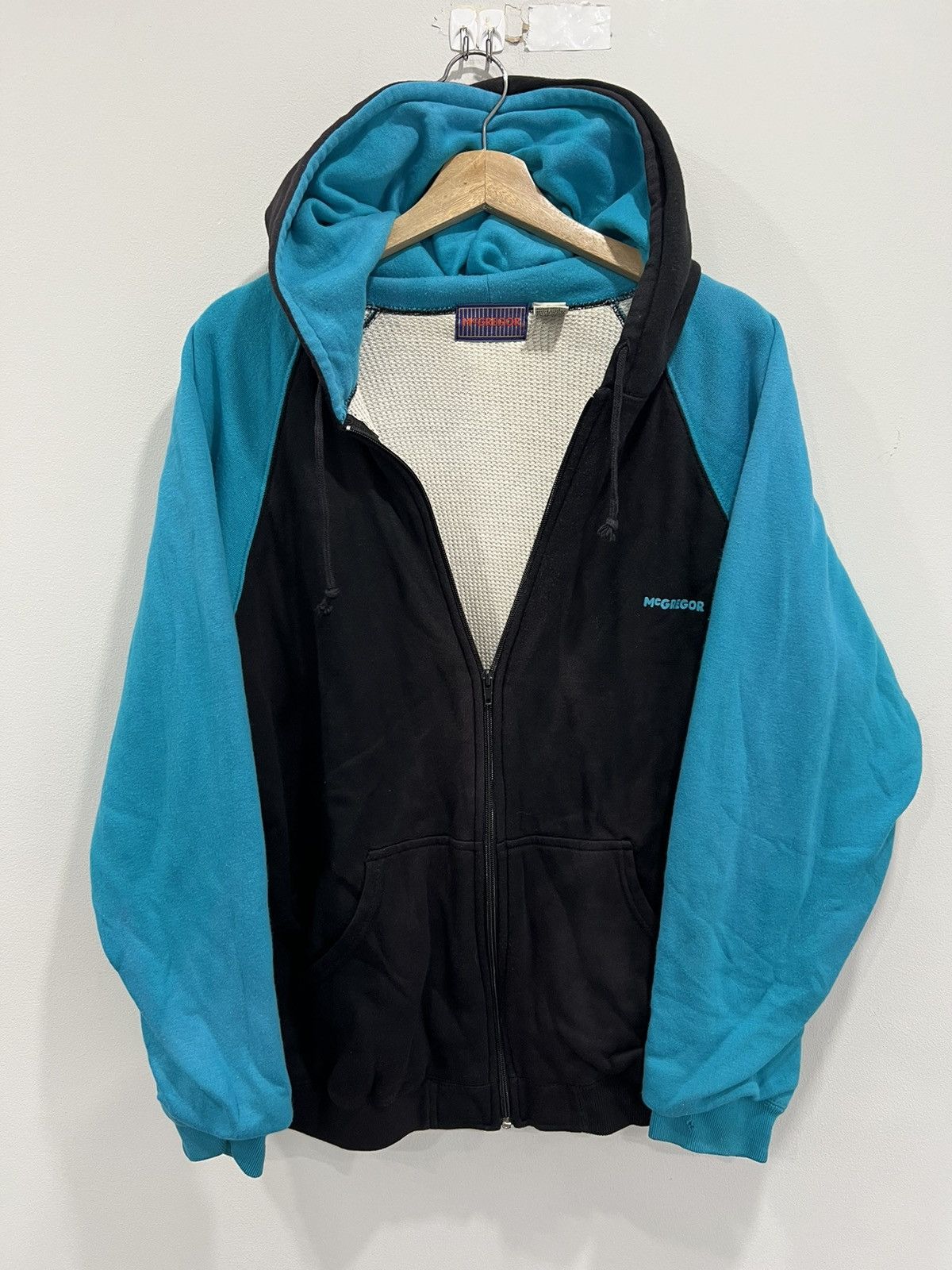 Vintage Vtg McGregor Hoodie Thermal Lined Sweater zip up two tone Size US L / EU 52-54 / 3 - 1 Thumbnail