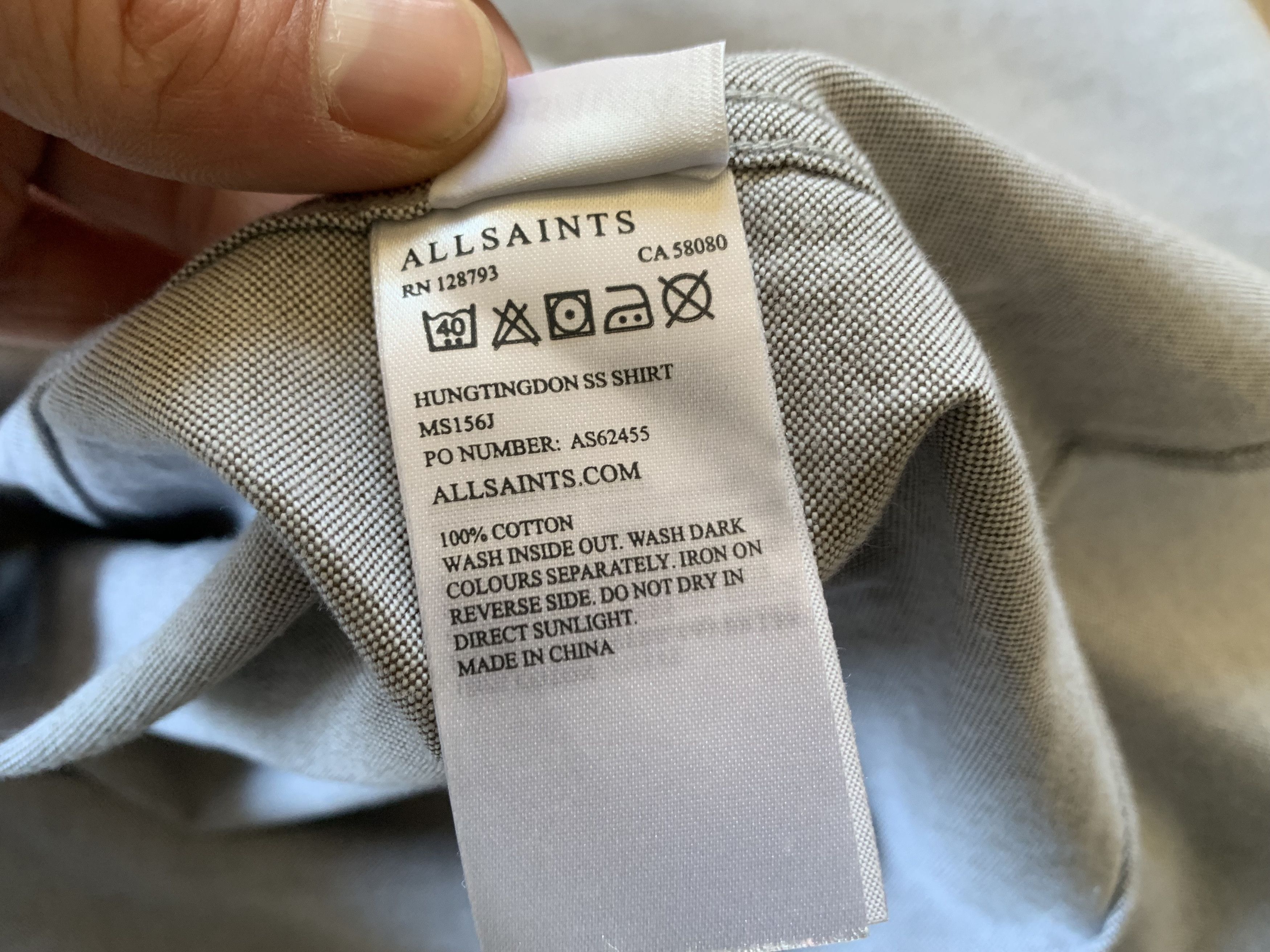 Allsaints Allsaints Cotton Grey Short Sleeve Shirt Size US L / EU 52-54 / 3 - 8 Thumbnail