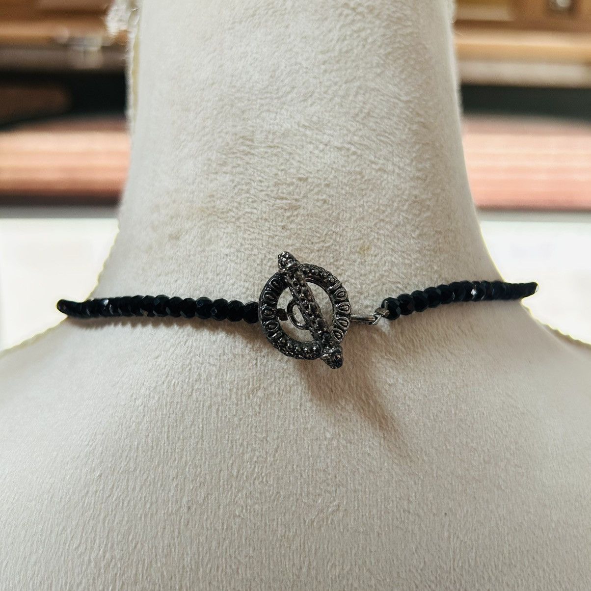 Handmade Handcrafted jet black rhondelle crystal pearl necklace Size ONE SIZE - 4 Thumbnail