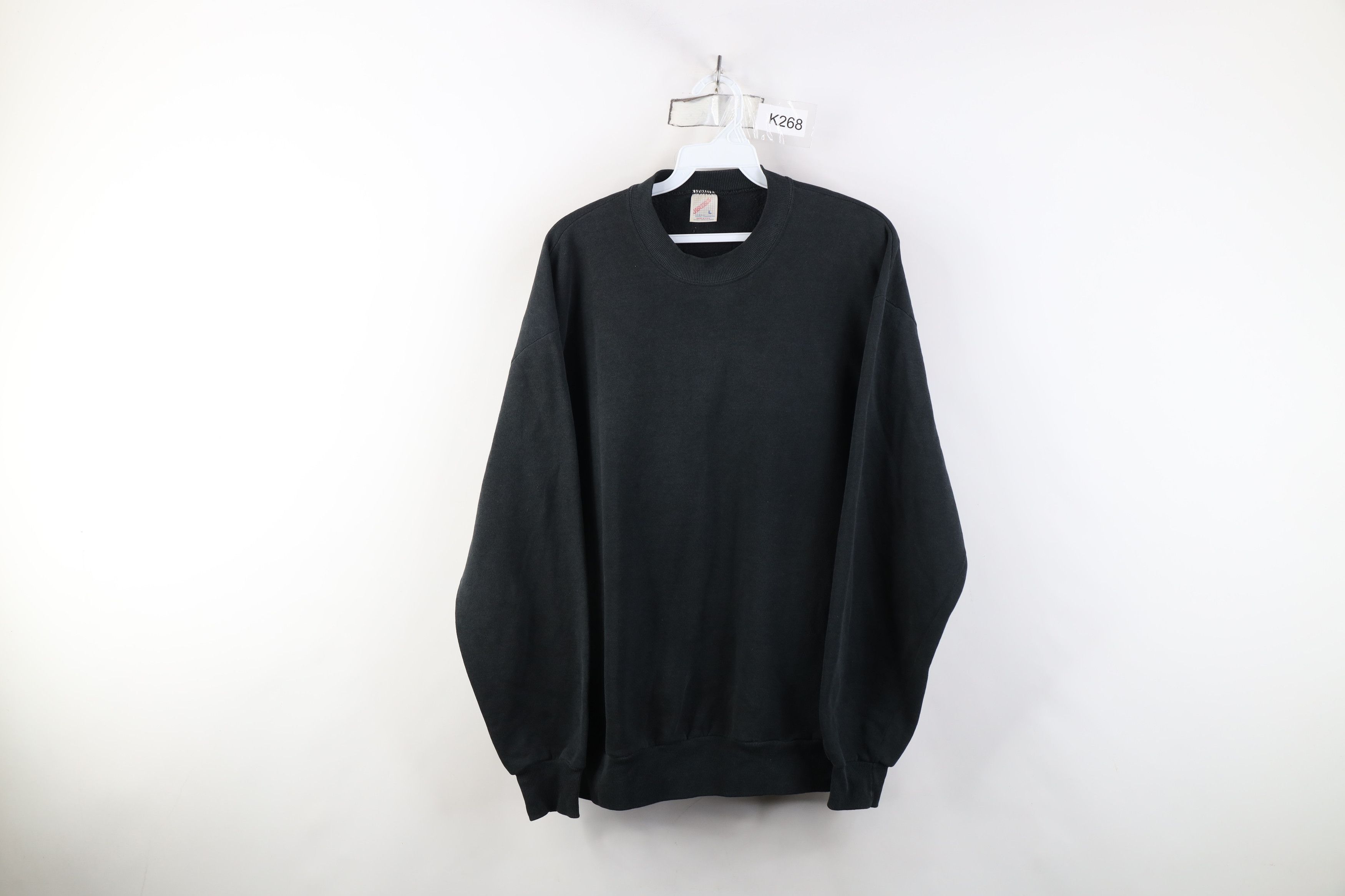 Vintage Vintage 90s Streetwear Blank Crewneck Sweatshirt Black USA Size US L / EU 52-54 / 3 - 1 Thumbnail