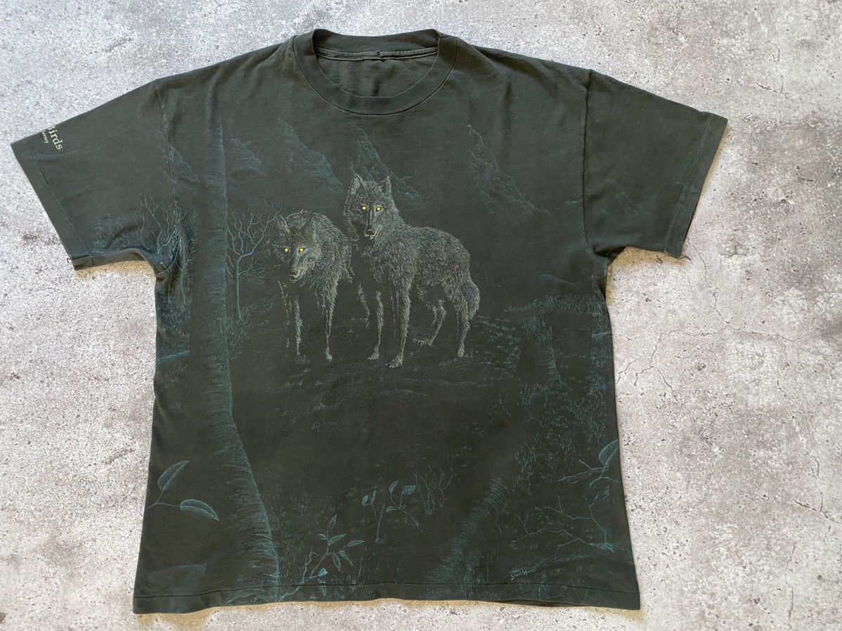 Vintage Vintage 90s Wolf T-shirt Made in USA Forest Night Y2K Size US XL / EU 56 / 4 - 1 Thumbnail