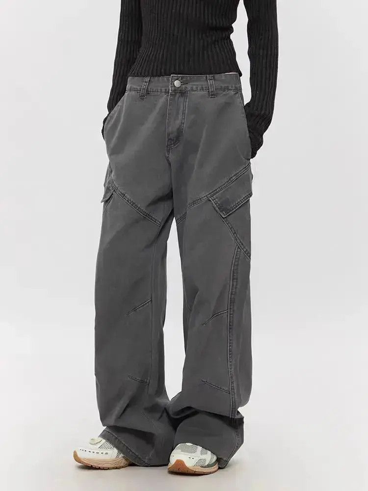 Japanese Brand Vintage washed straight leg curved blade baggy jeans Size US 32 / EU 48 - 1 Thumbnail