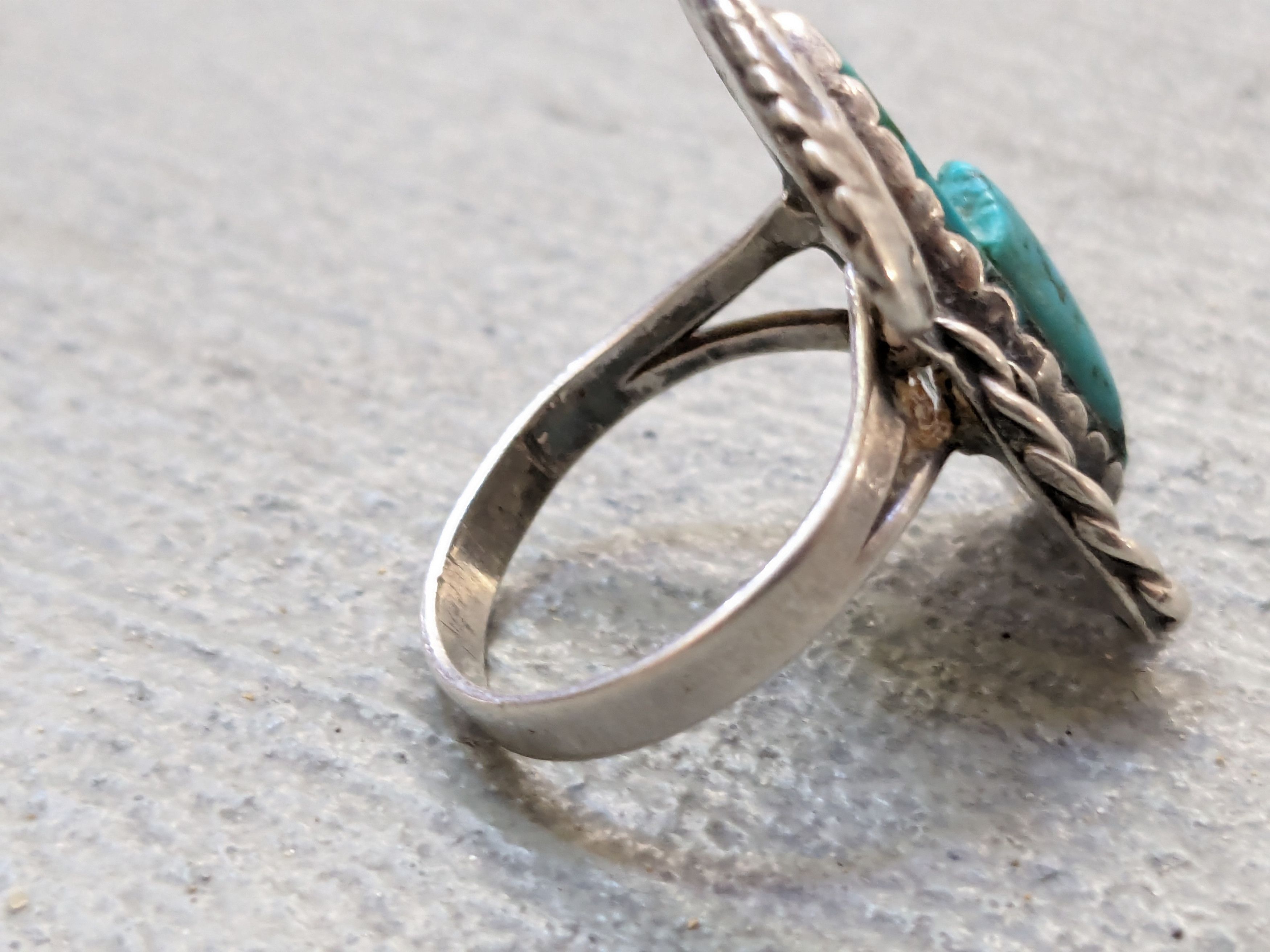 Jewelry Vintage Sterling Silver Ring 8 Turquoise Leaf Modern Size ONE SIZE - 10 Thumbnail