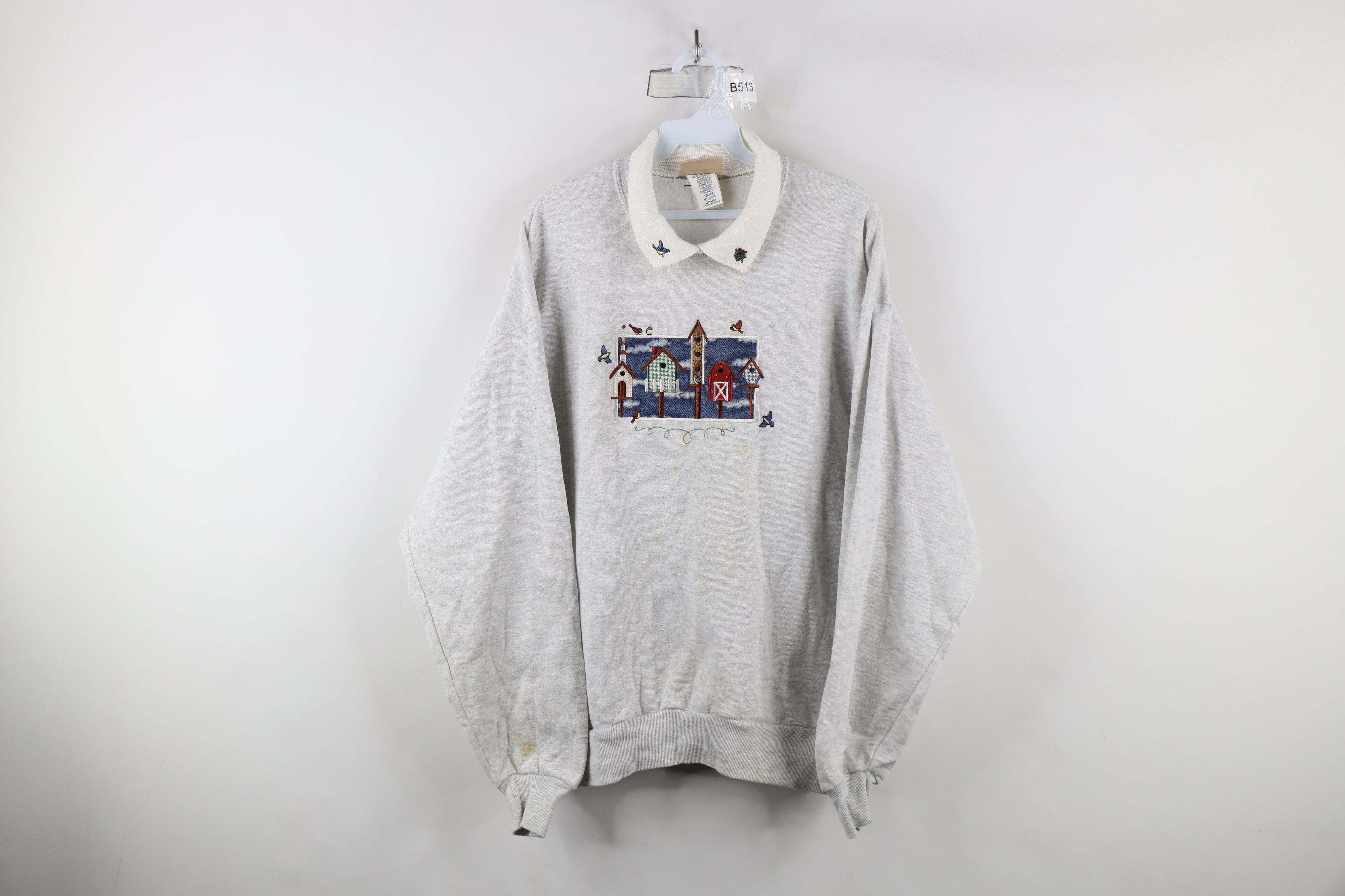 Vintage Vintage 90s Streetwear Nature Bird Collared Sweatshirt USA Size L / US 10 / IT 46 - 1 Thumbnail