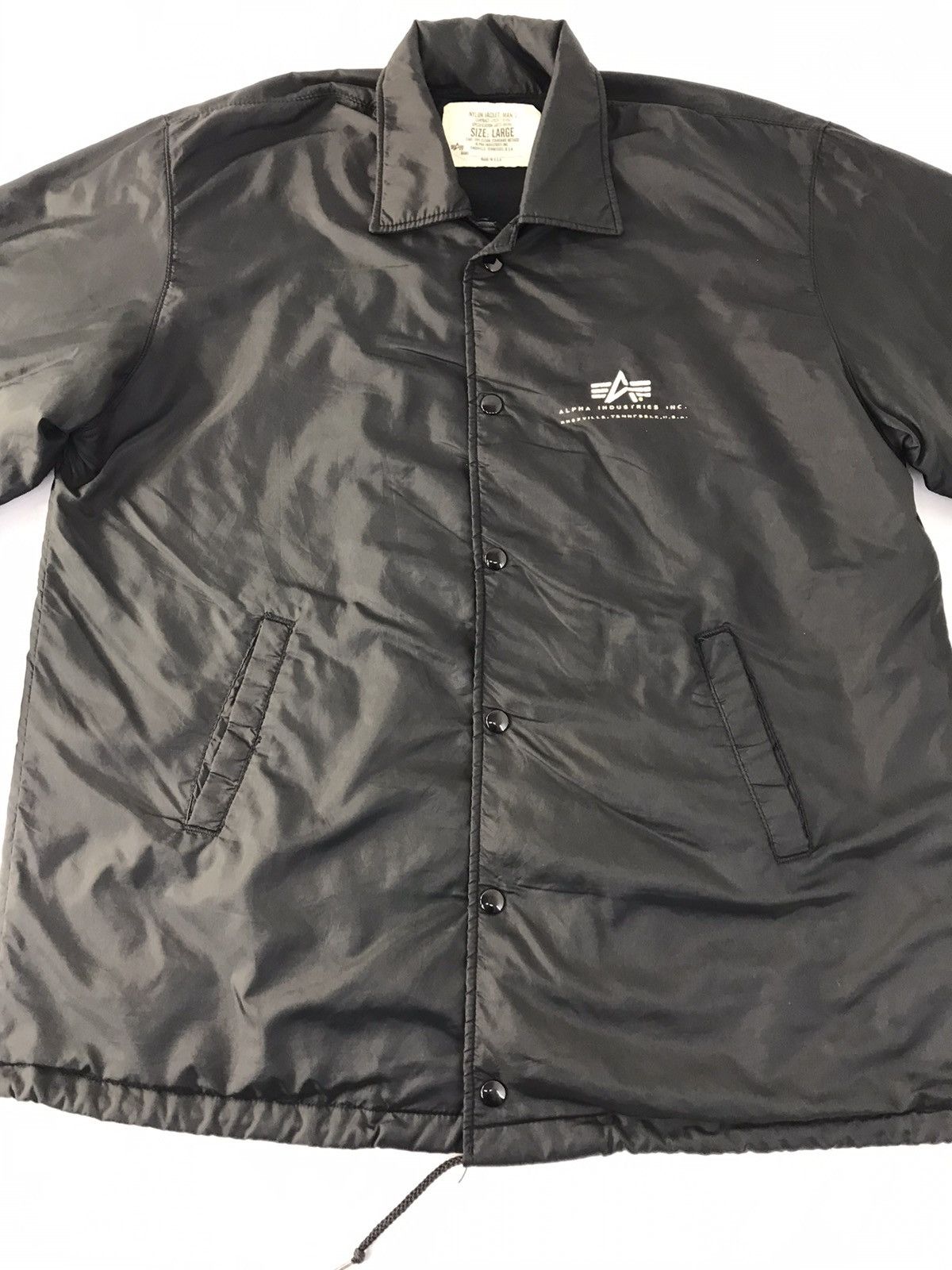 Alpha Industries 90s Alpha Industries Nylon Quilted Black Jacket Full Button Size US L / EU 52-54 / 3 - 3 Thumbnail