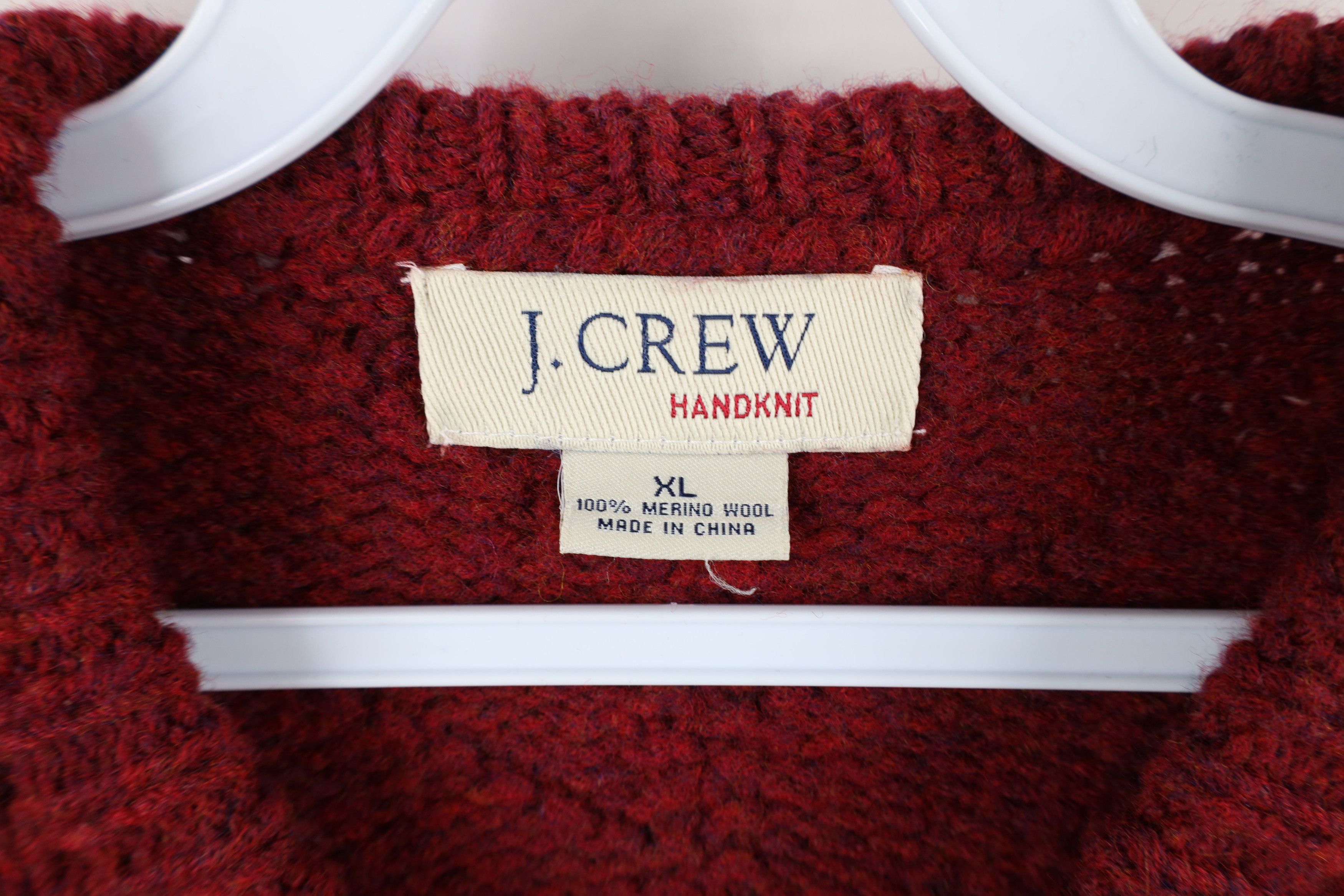 J.Crew × Vintage Vintage 90s J Crew Heavyweight Wool Crewneck Sweater Red Size US XL / EU 56 / 4 - 7 Thumbnail