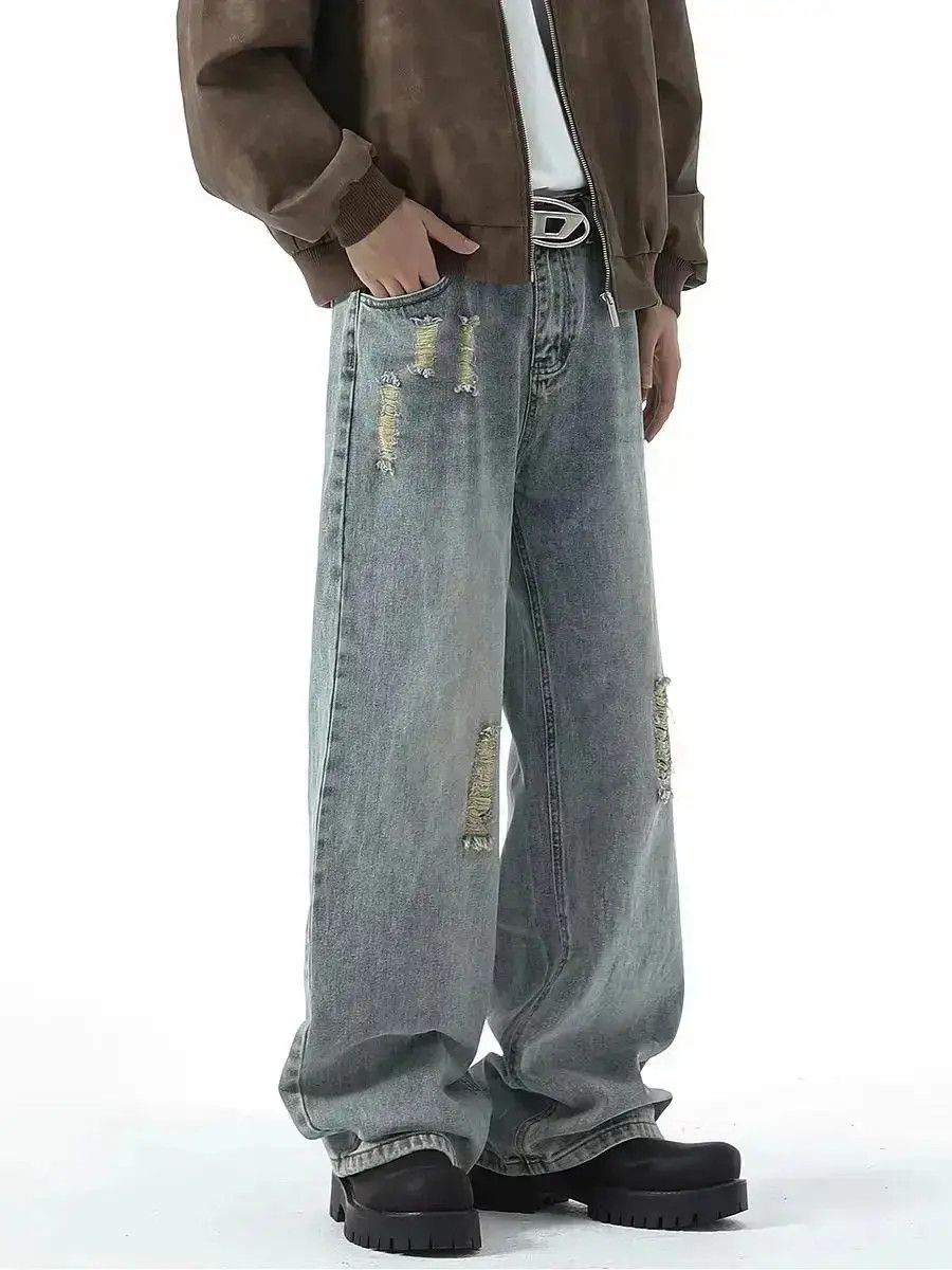 Japanese Brand Broken jeans men's straight loose casual trousers Size US 32 / EU 48 - 1 Thumbnail