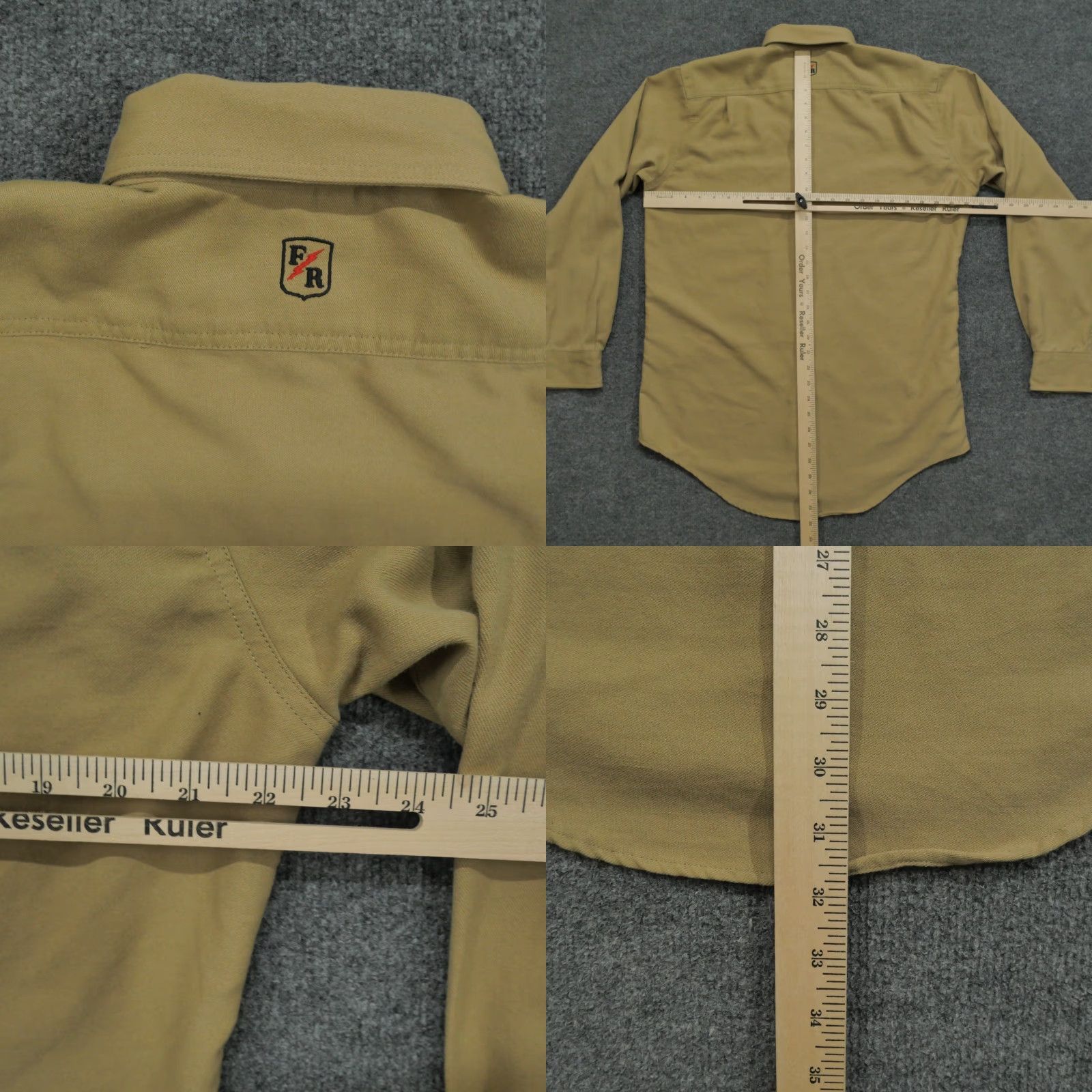 Vintage Riverside Shirt Mens Large XL Tan Brown Button Flame Resistant HRC 2 Workwear Shirt Long Sleeve Collared Button-Up Knit Casual Classic Size US L / EU 52-54 / 3 - 8 Thumbnail