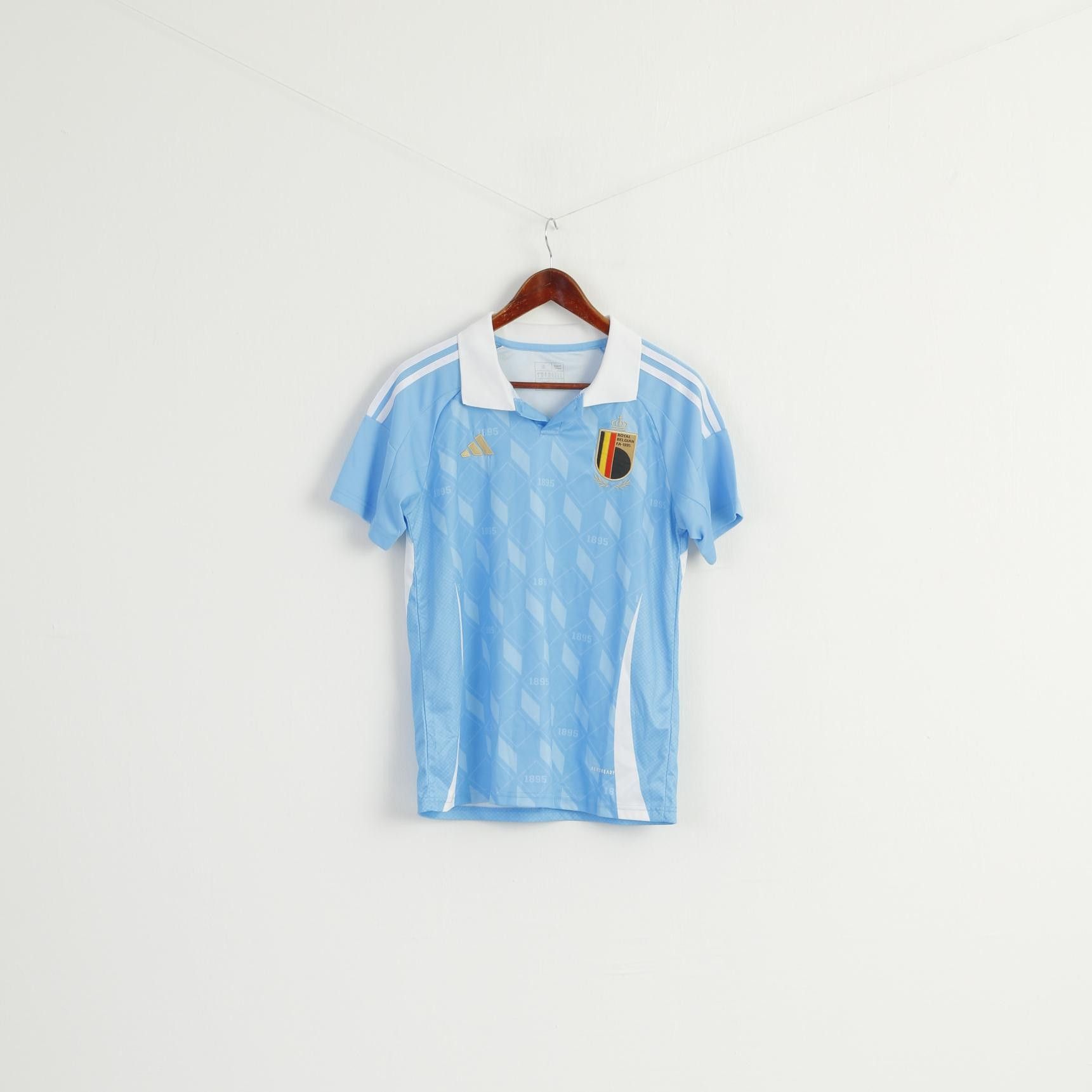 Adidas Adidas Men S Shirt Blue Shiny 1895 Royal Belgian 8844 Size US S / EU 44-46 / 1 - 1 Thumbnail
