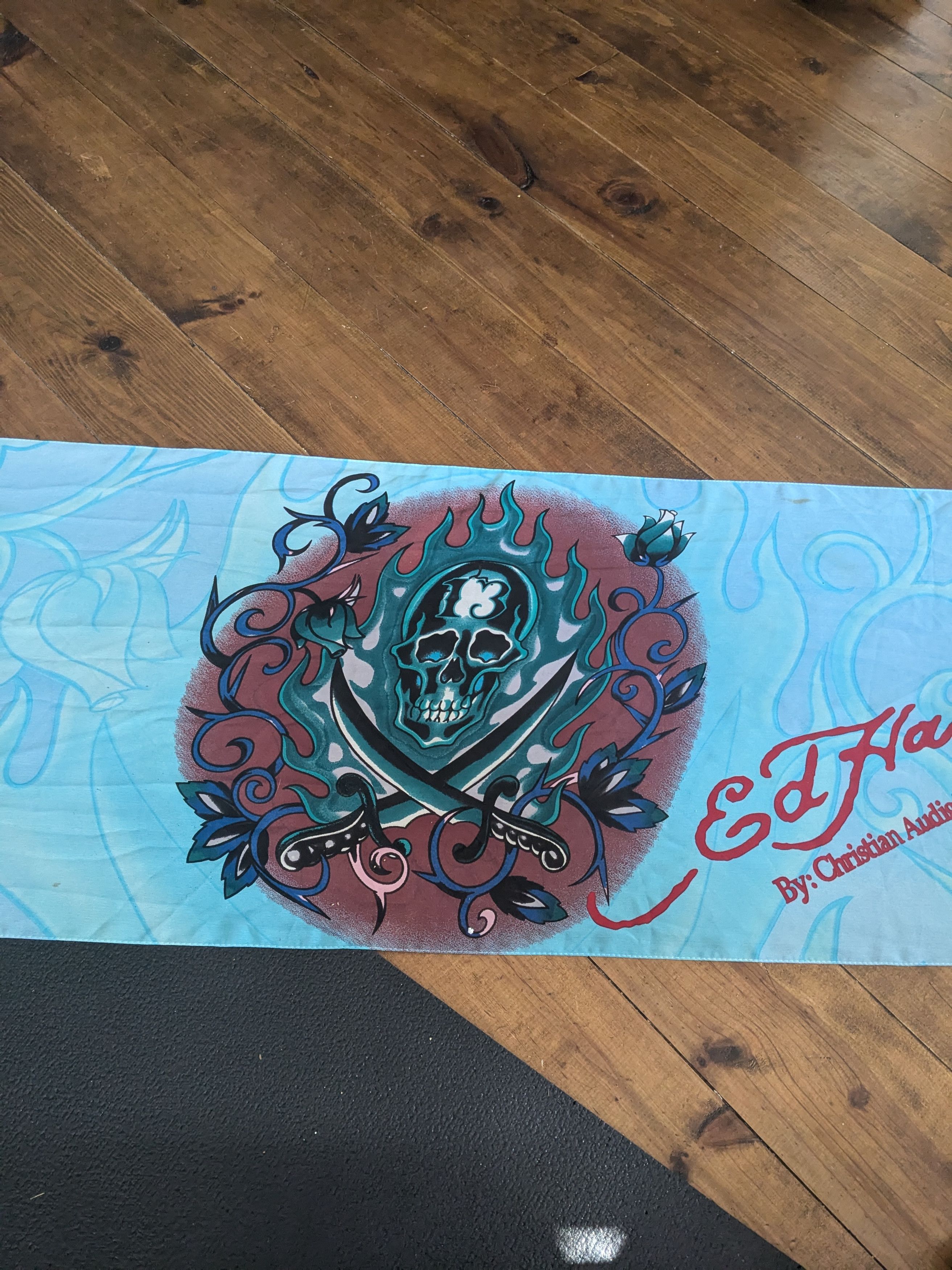 Ed Hardy Ed hardy silky blue skull scarf Size ONE SIZE - 2 Thumbnail