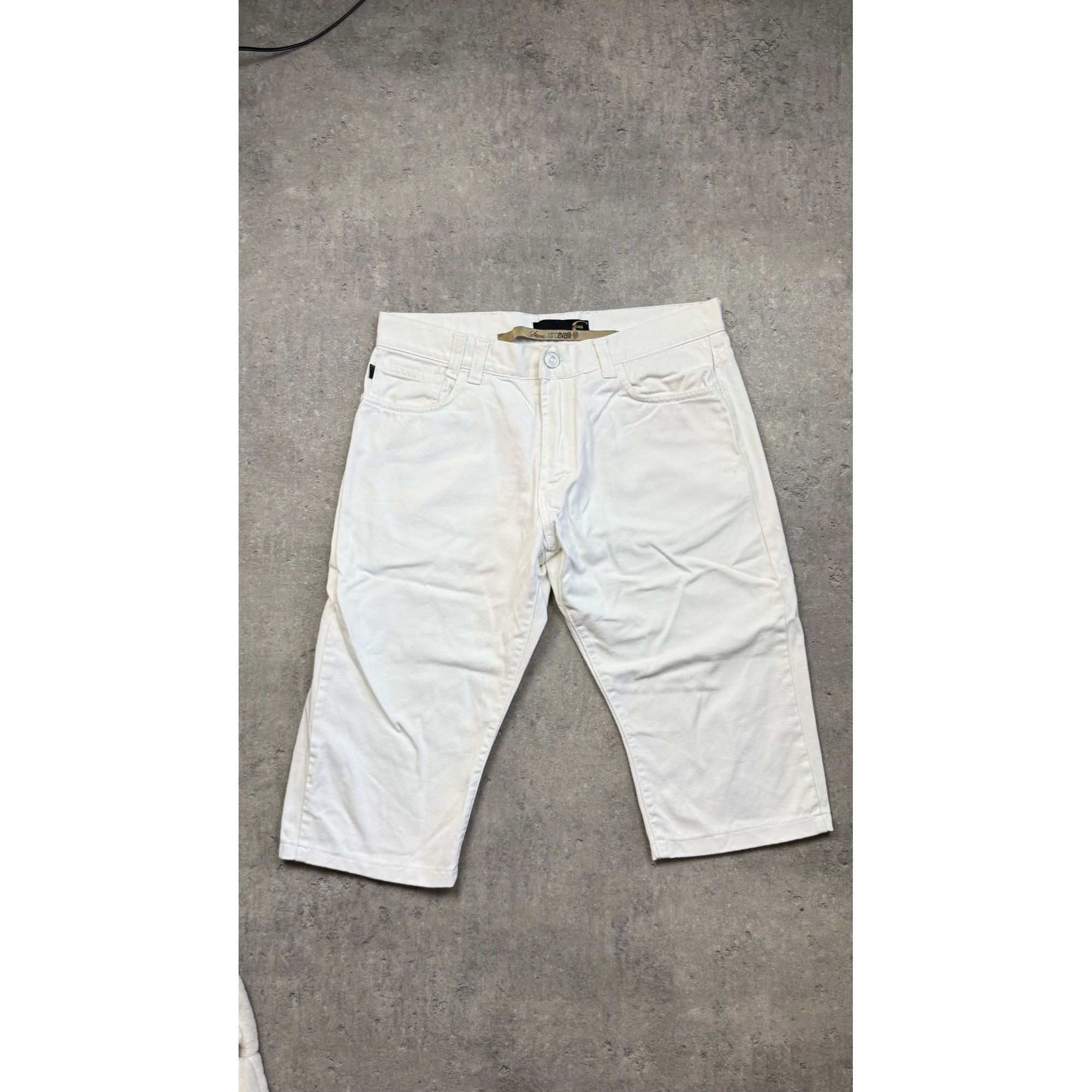 Just Cavalli Archive Just Cavalli White Denim Shorts – Ittierre Era Size US 34 / EU 50 - 1 Thumbnail