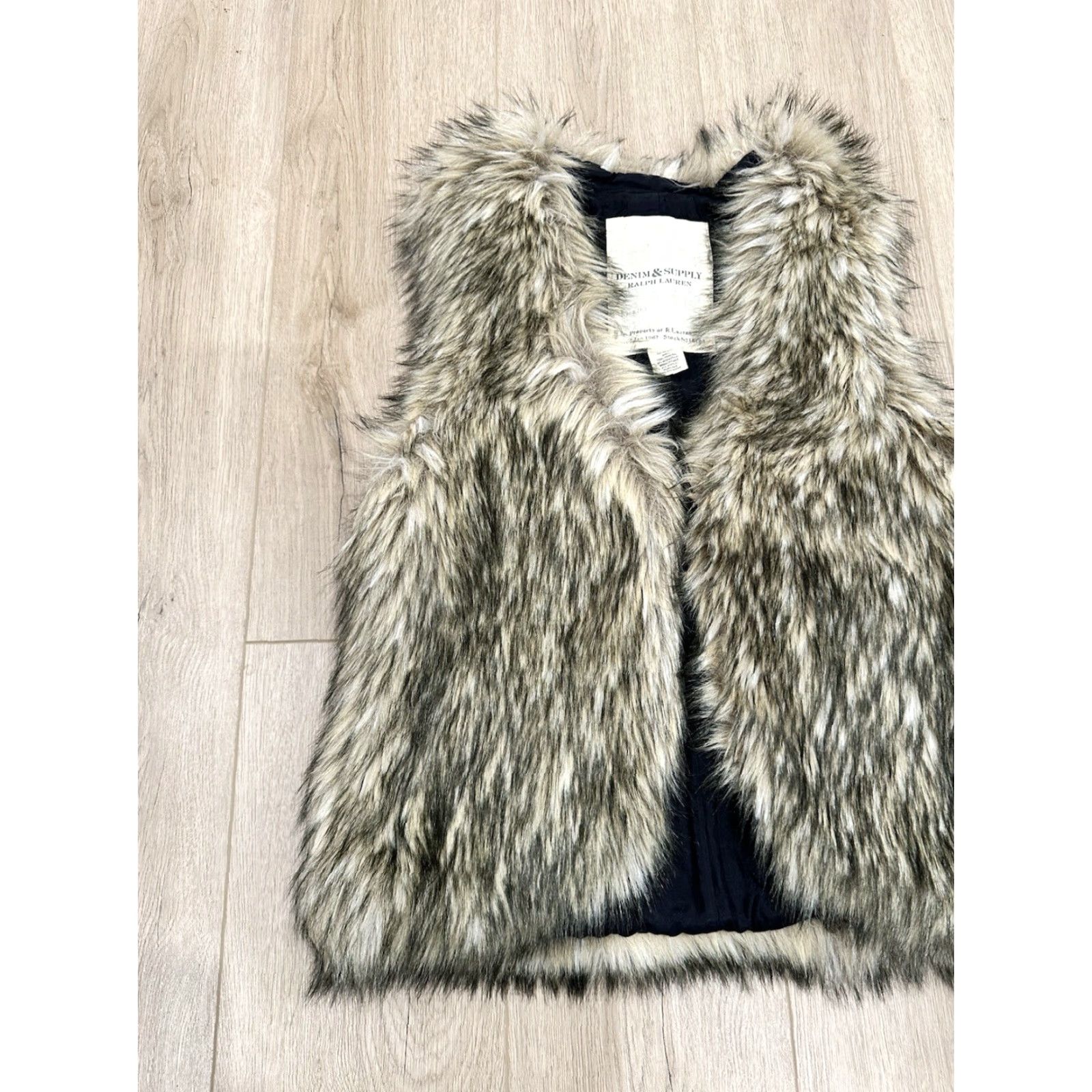 Ralph Lauren Denim & Supply by Ralph Lauren Faux Fur Vest Open Front Lined Large Brown Womens Vest 18184 Size L / US 10 / IT 46 - 3 Thumbnail