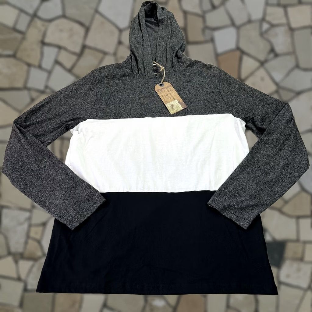 Hudson HUDSON & BARROW Hoodie Shirt Mens Large Gray White Lightweight Pullover Crew Neck Long Sleeve Jersey Knit Casual Multicolor Block Pattern NFT Size US L / EU 52-54 / 3 - 1 Thumbnail