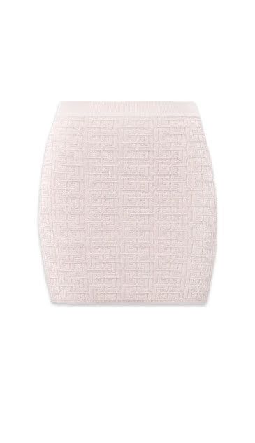 Balmain o1s1wg111225 Monogram Knitted Mini Skirt in White Size 27" / US 4 / IT 40 - 1 Preview