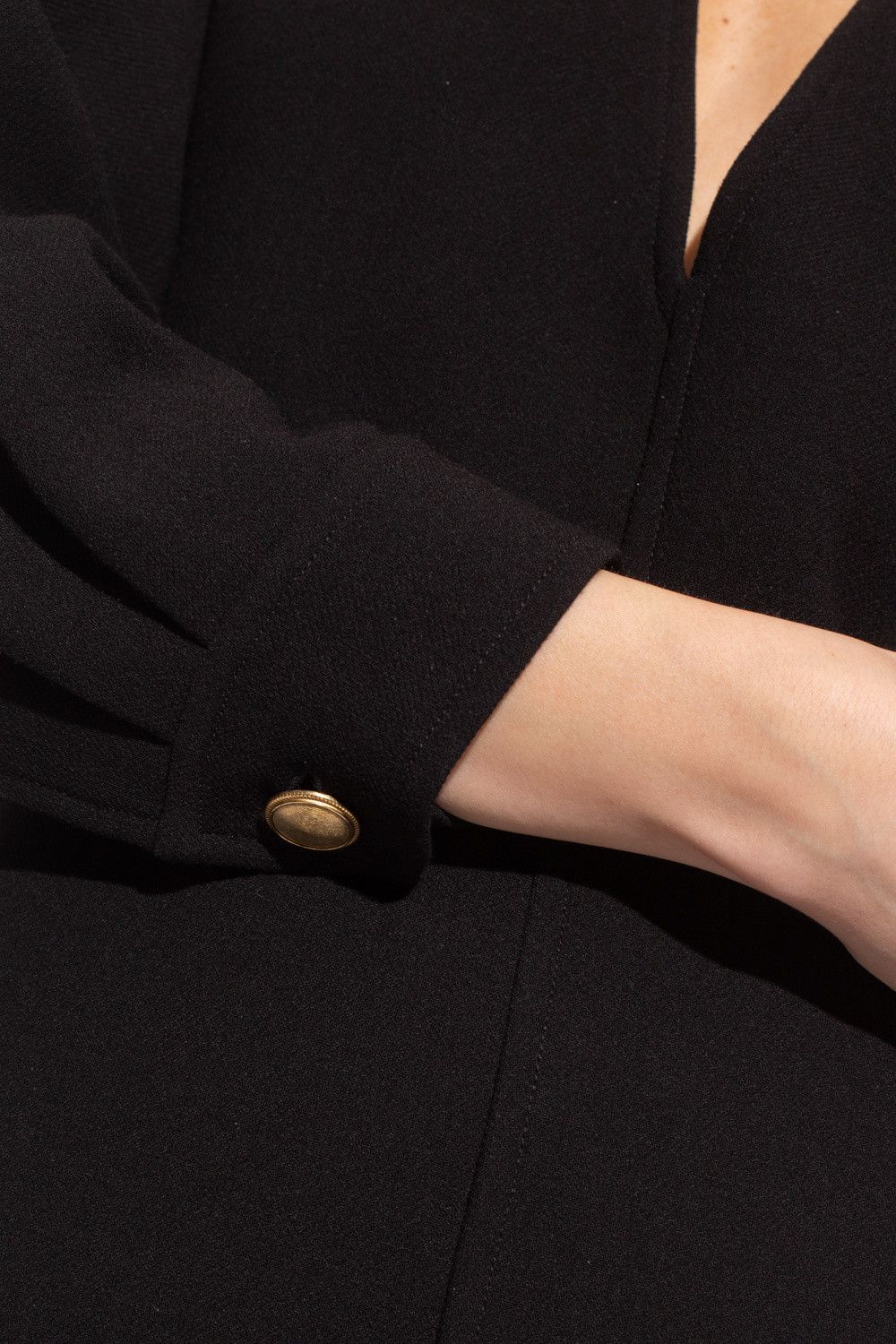 Saint Laurent Paris o1s1wg110924 V-Neck Dress in Double Crepe in Black Size S / US 4 / IT 40 - 5 Thumbnail