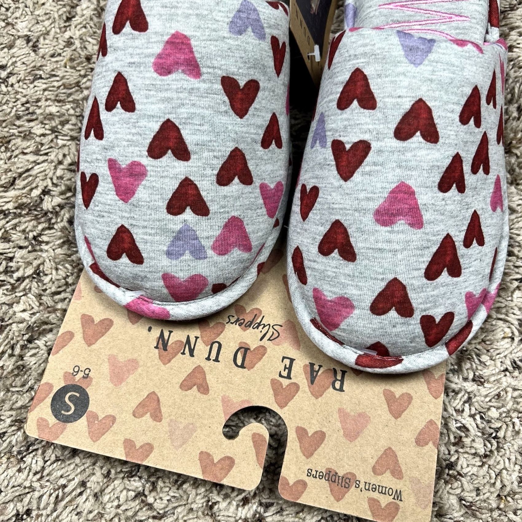 Vintage Rae Dunn Women Slippers Small 5-6 Pink Red Hearts Love Amor Valentines Size ONE SIZE - 3 Thumbnail