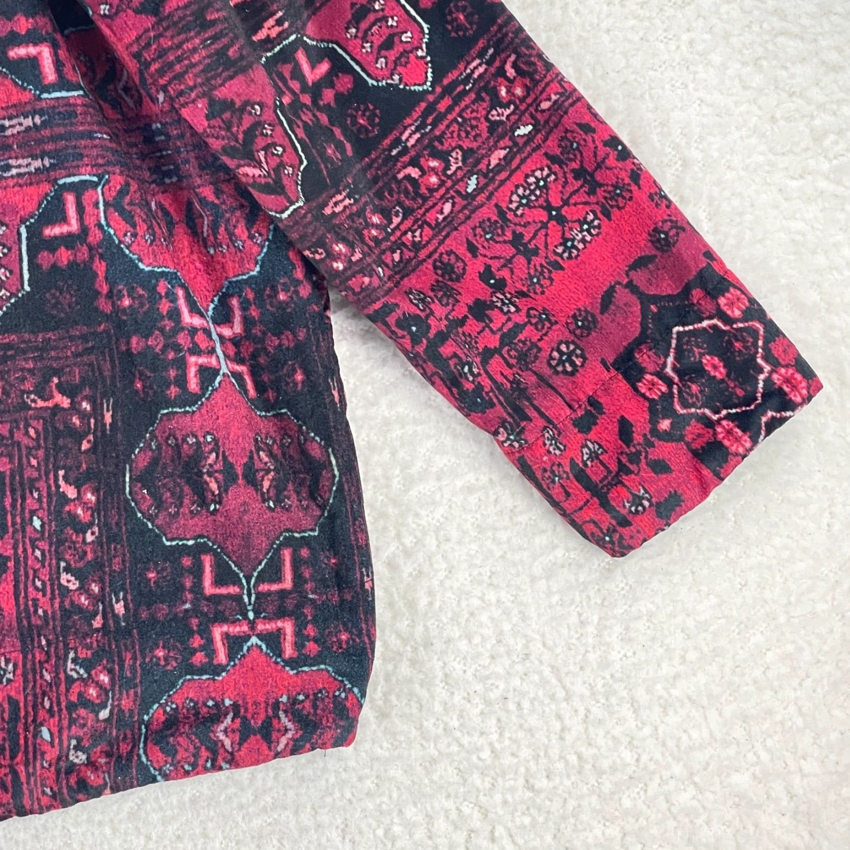 Soft Surroundings Soft Surroundings Tunic Shirt Womens Large Red Geometric Long Sleeve Pullover V-Neck Size L / US 10 / IT 46 - 5 Thumbnail